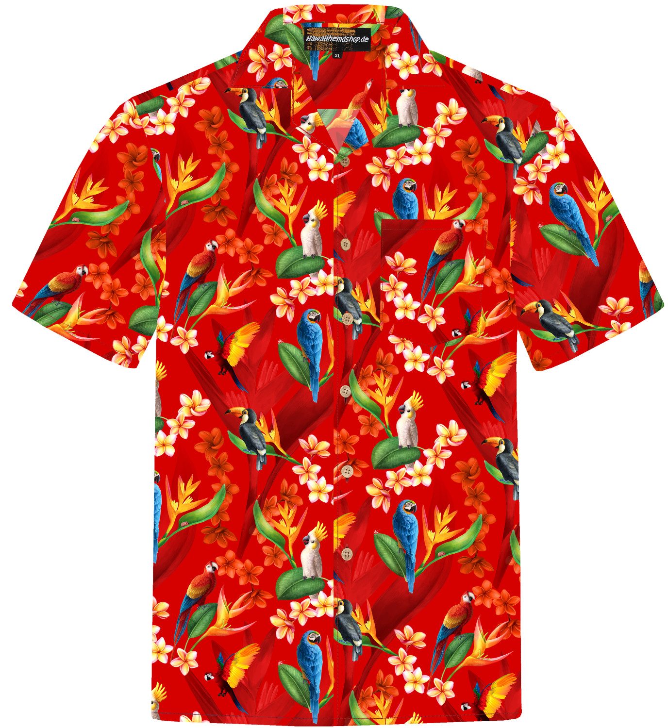 Hawaiihemdshop.de Hawaiihemd Hawaiihemdshop Hawaii Hemd Herren Baumwolle Kurzarm Papageien