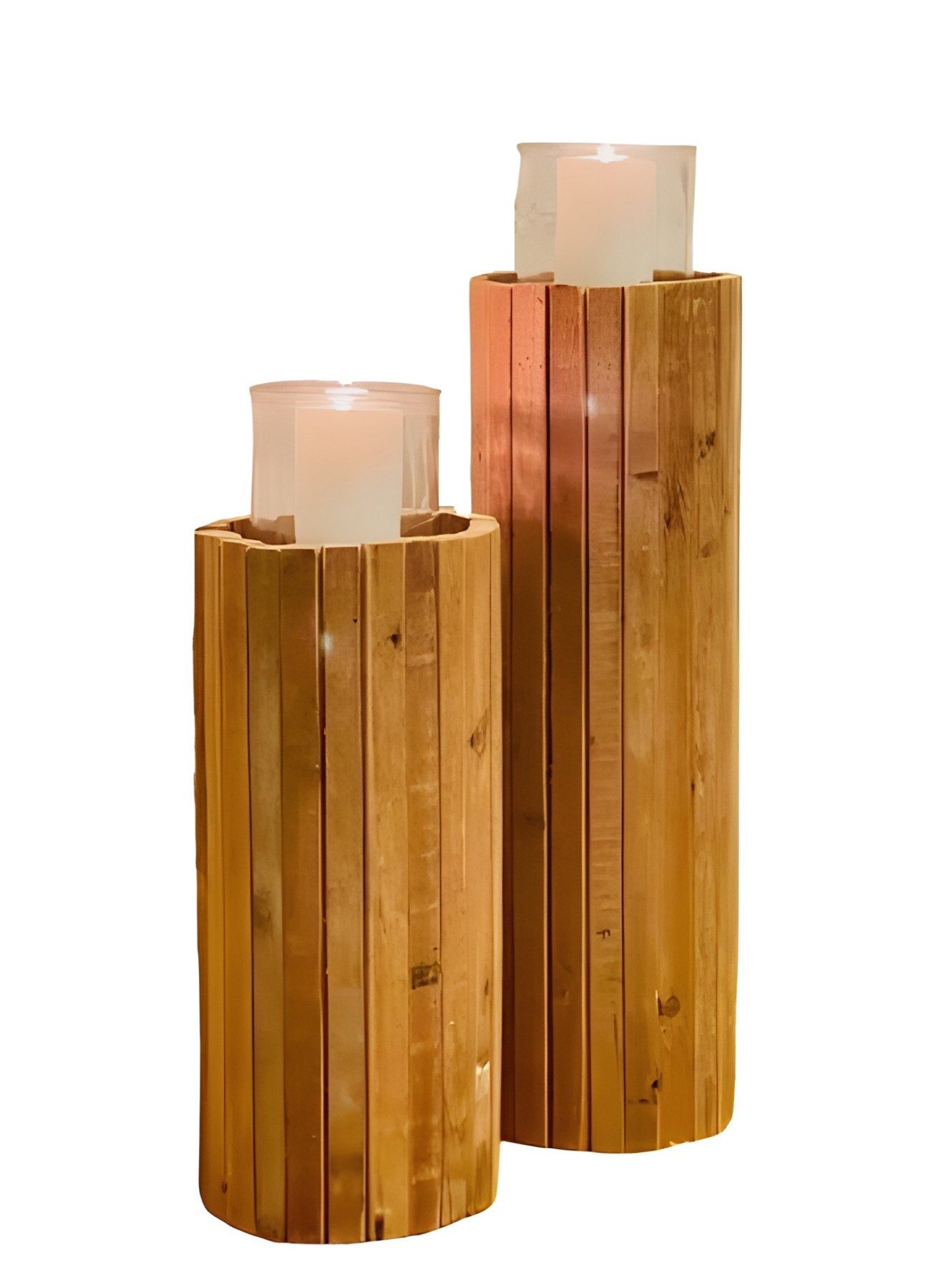 Bodenwindlicht Windlichtsäule "Rustikal" aus recyceltem Holz, Kerzensäule, Holzsäule