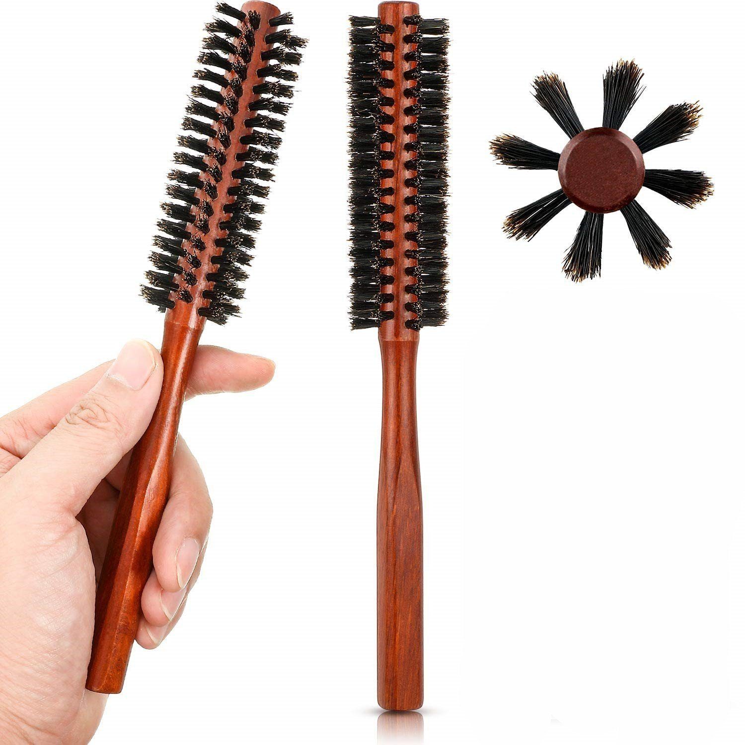 Housruse Haarentwirrbürste 2 runde Haarbürste Miniborsten Bartbürste Herren  Damen Haarpflegekamm
