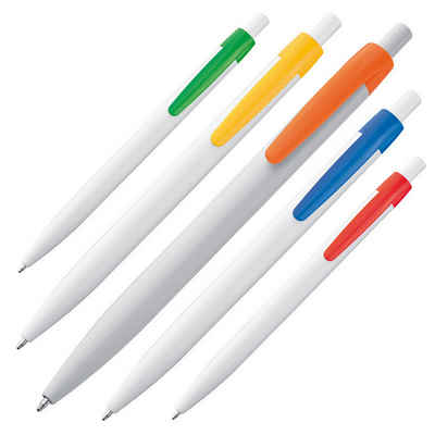 Livepac Office Kugelschreiber 10x Kugelschreiber / Clipfarbe: je 2x grün, orange, gelb, rot und blau