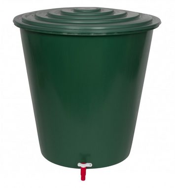 Kreher Regentonne Wassertonne 210 Liter mit Hahn, Maße: 76,5 x 84 cm, Farbe: Gruen + Monoblock-Stand, Maße: 70 x 38 cm, Farbe: Grün