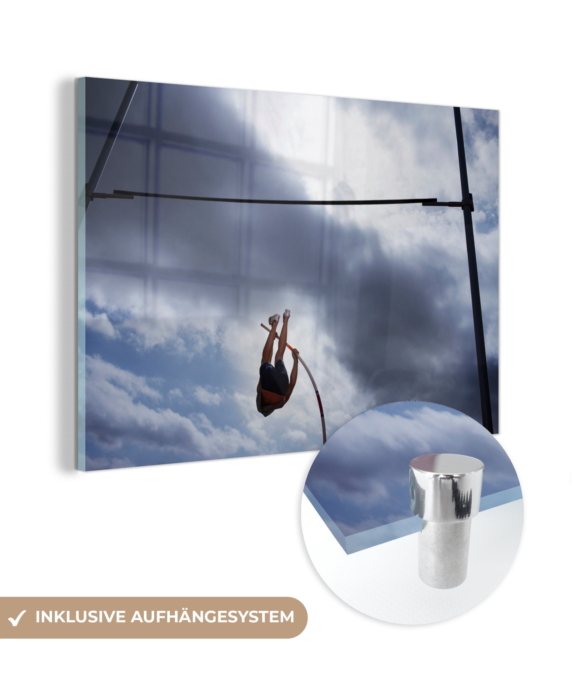 MuchoWow Acrylglasbild Leichtathletik - Stock - Sprung, (1 St), Acrylglasbilder Wohnzimmer & Schlafzimmer