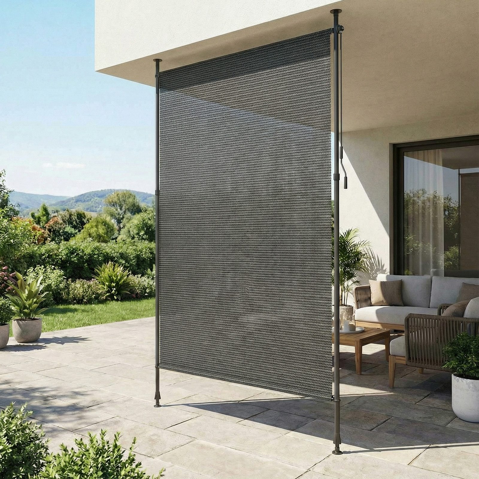 TLGREEN Senkrechtmarkise Balkon ohne Bohren 120/150/200x270cm (Vertikalmarkise Außen mit Sichtschutz Sonnenschutz Windschutz) Klemmmarkise für Garten Terrasse Wetterfest