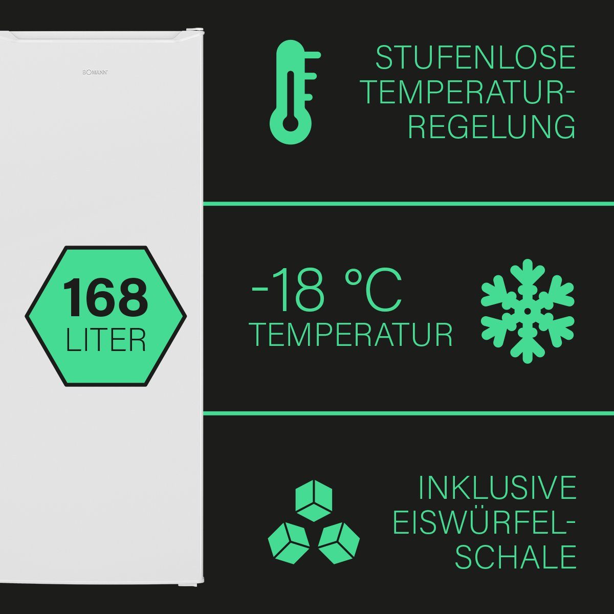 BOMANN Gefrierschrank GS 7340, 142.6 cm hoch, 54.4 cm breit, Gefrierschrank, 168 Liter Nutzinhalt