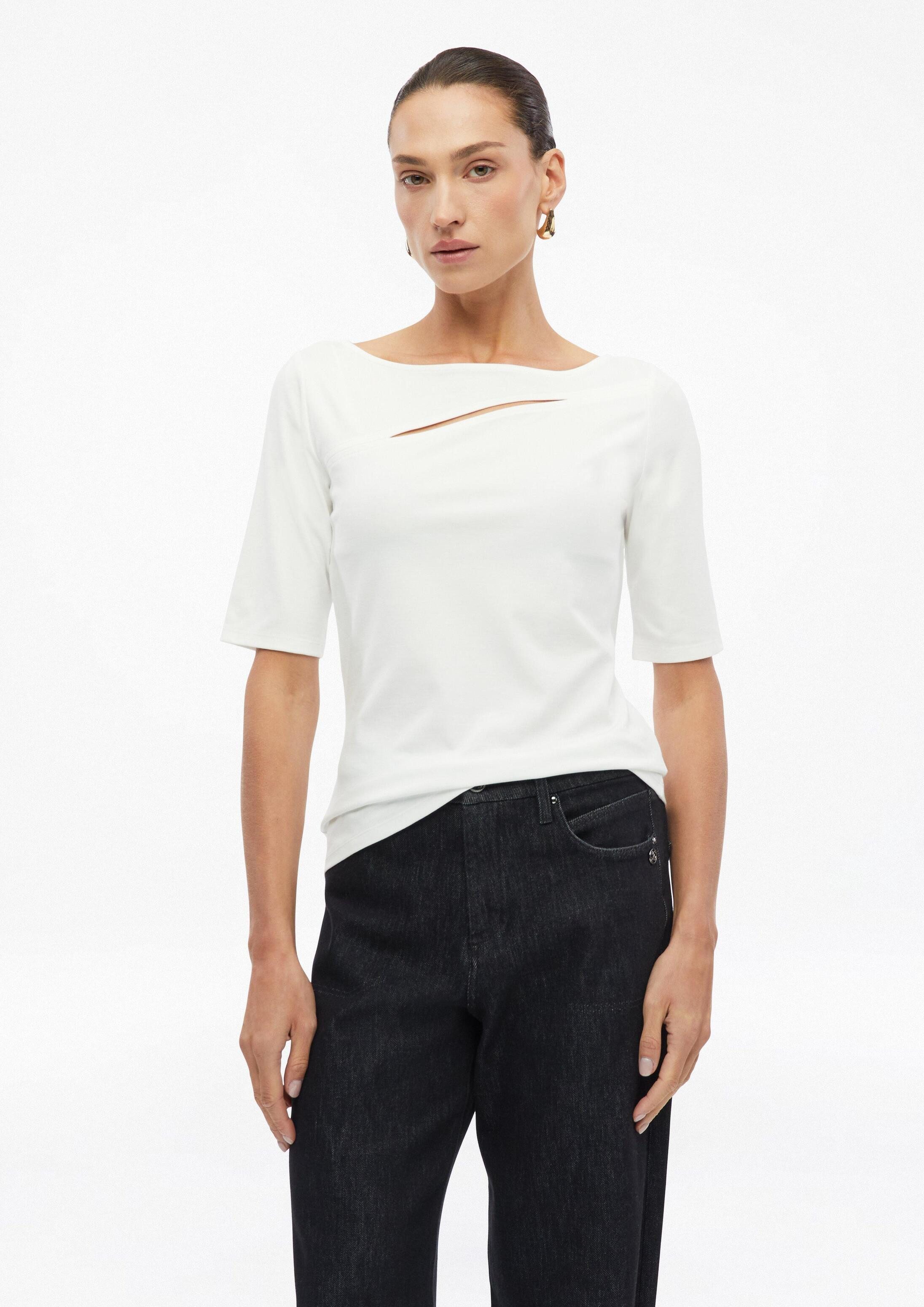 s.Oliver Kurzarmshirt T-Shirt Jersey-T-Shirt im Slim Fit mit Cut-out