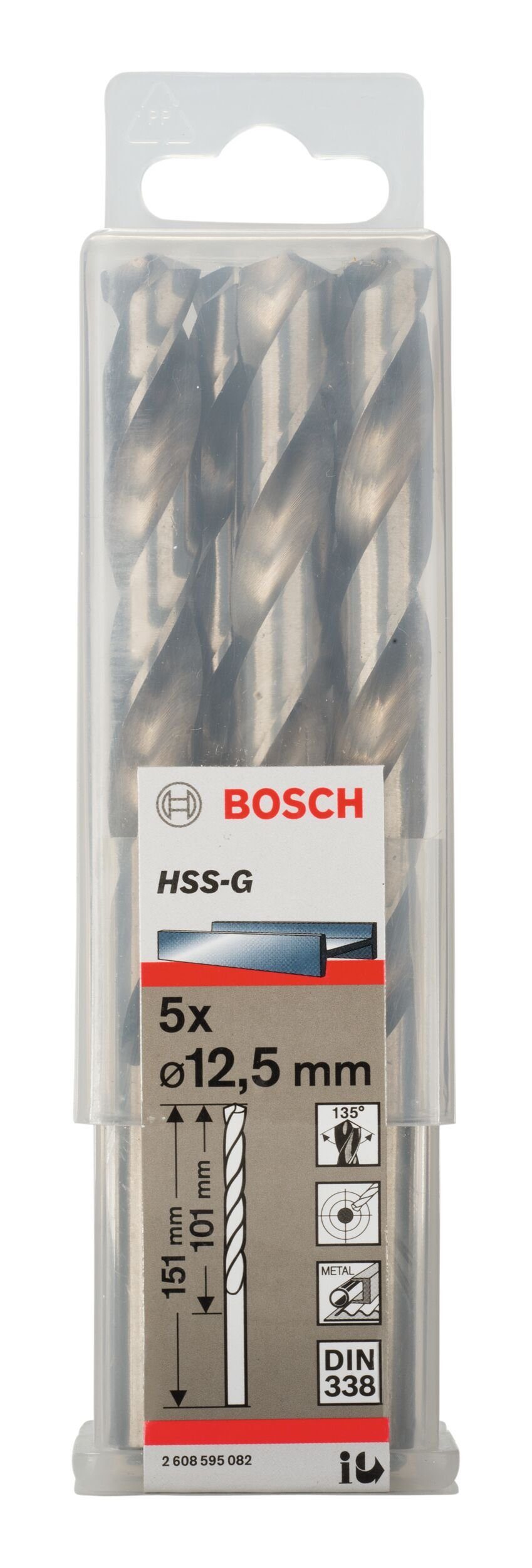 mm (5 x - - BOSCH 338) 151 5er-Pack HSS-G x (DIN Metallbohrer, 12,5 Stück), 101