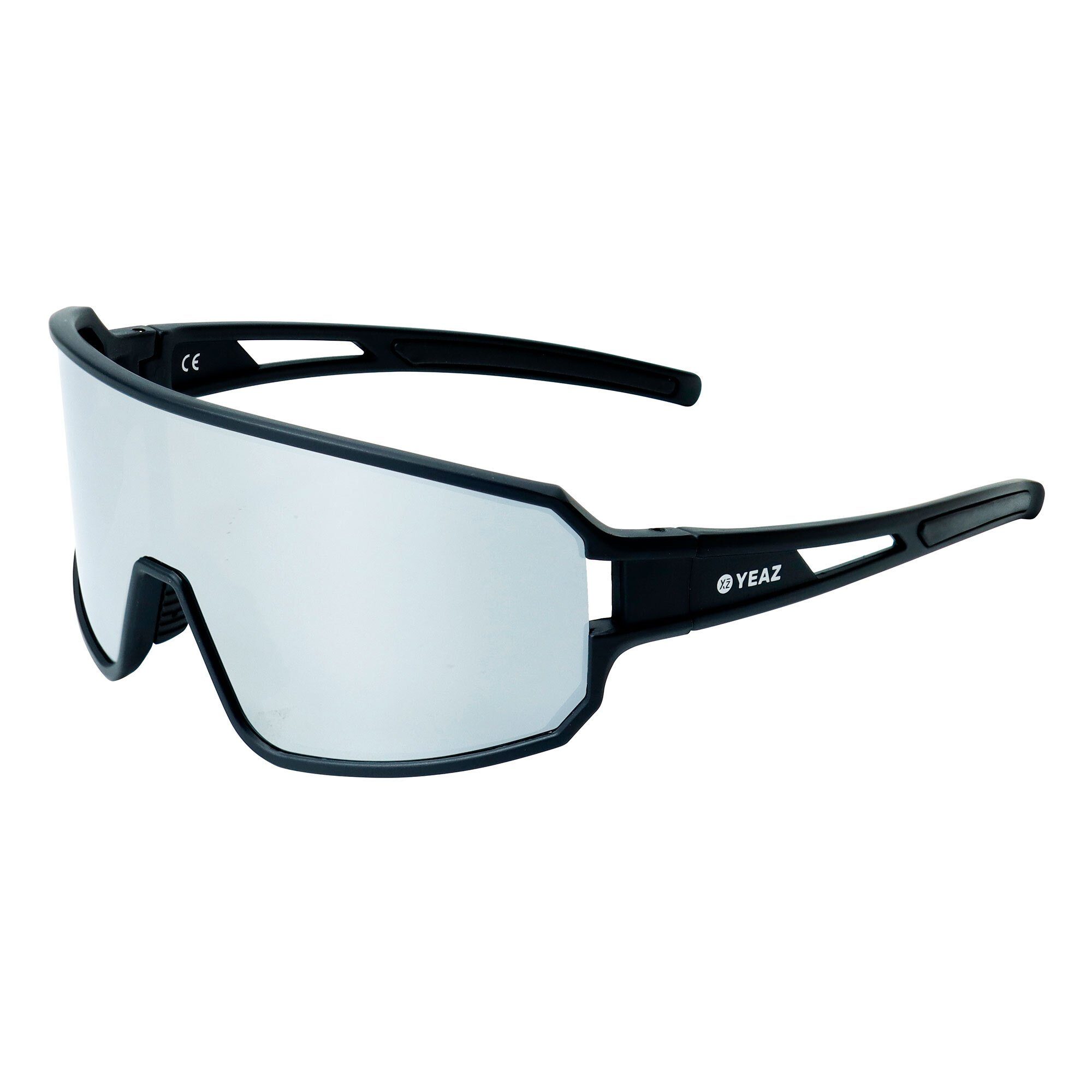 YEAZ Sportbrille SUNWAVE sport-sonnenbrille black/silver mirror, Guter Schutz bei optimierter Sicht