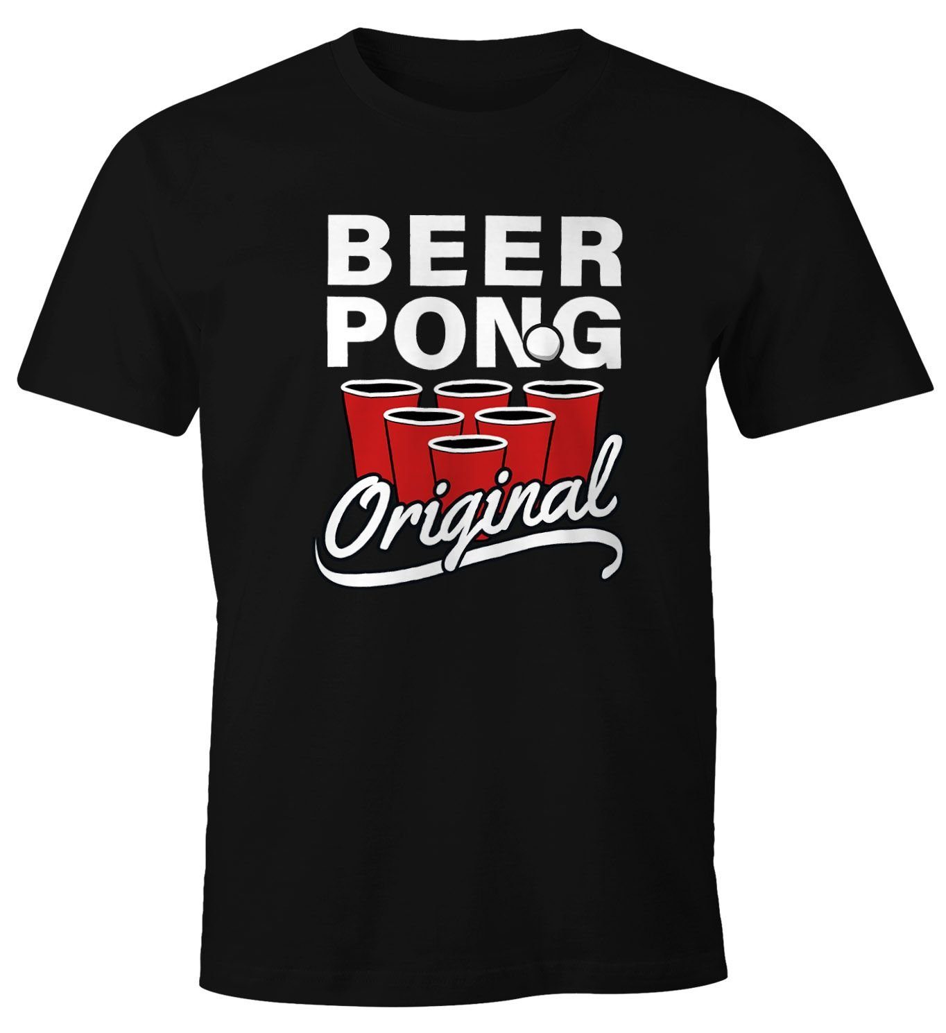 MoonWorks Print-Shirt Herren T-Shirt Beer Pong Original Bier Fun-Shirt Moonworks® mit Print schwarz