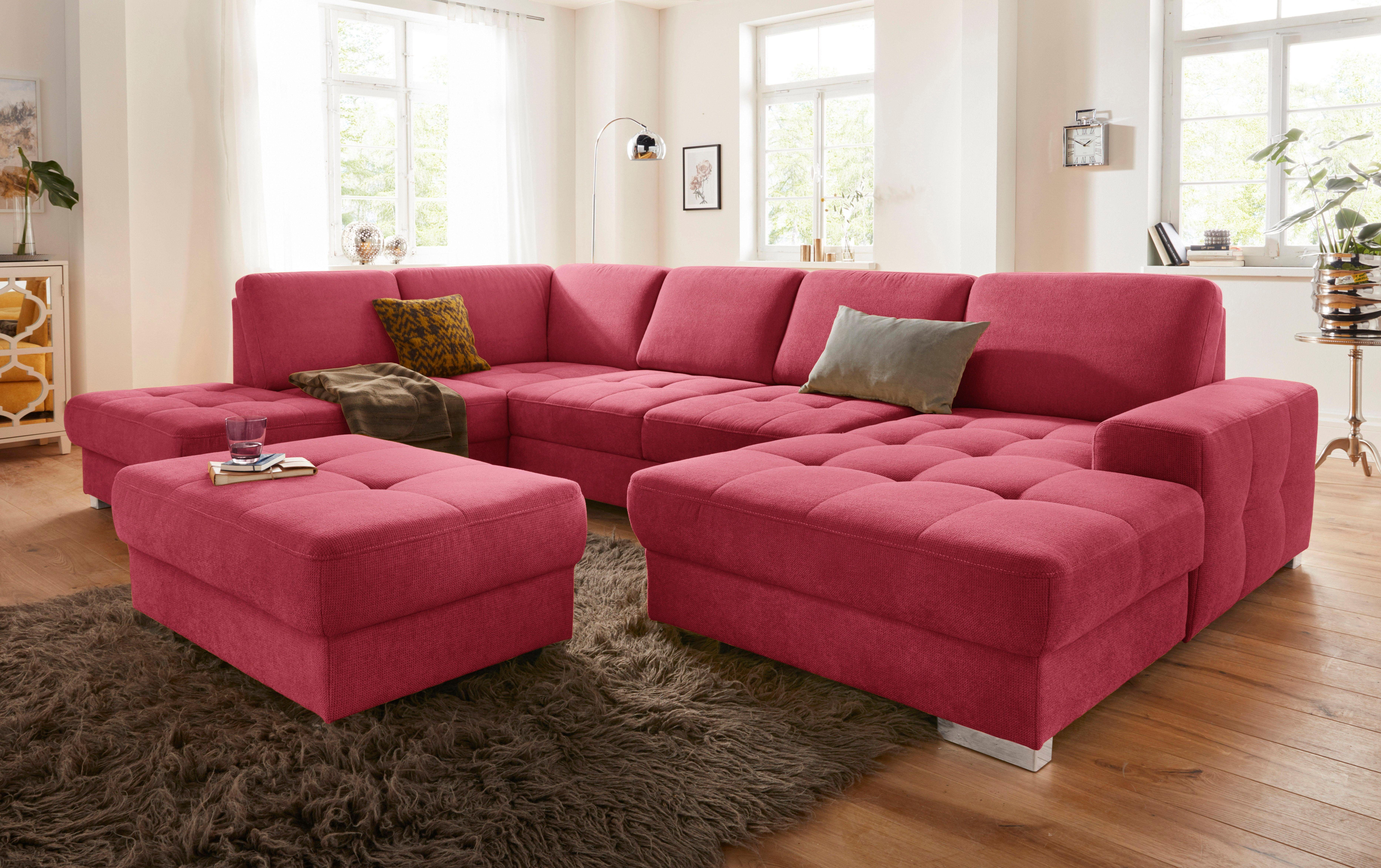 sit&more Wohnlandschaft Santorini U-Form, mit Federkern und Sitztiefenverstellung, wahlweise mit Schlaffunktion