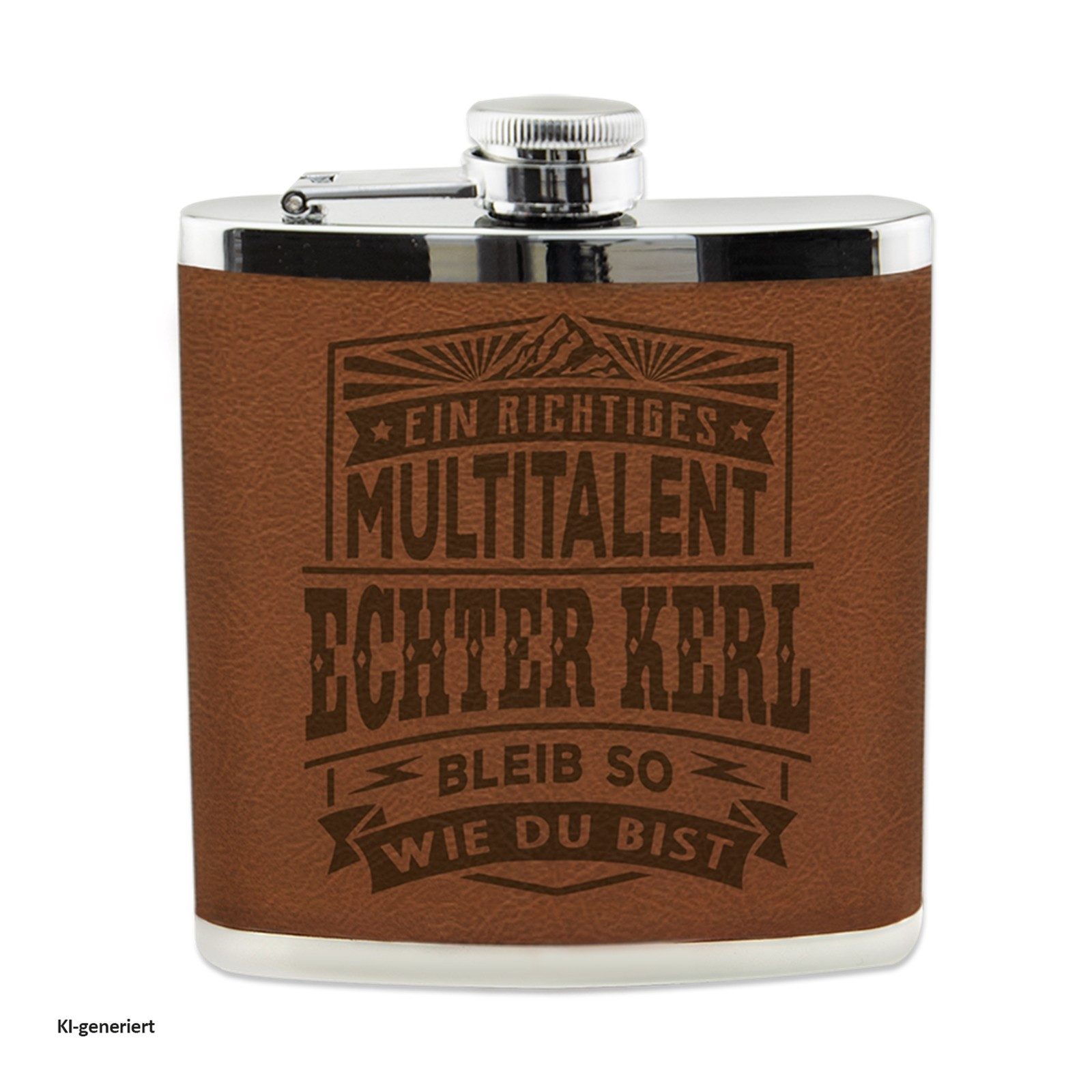 HTI-Living Flachmann Echter Kerl Flachmann Echter Kerl, Männer Trinkflasche mit Kunstleder