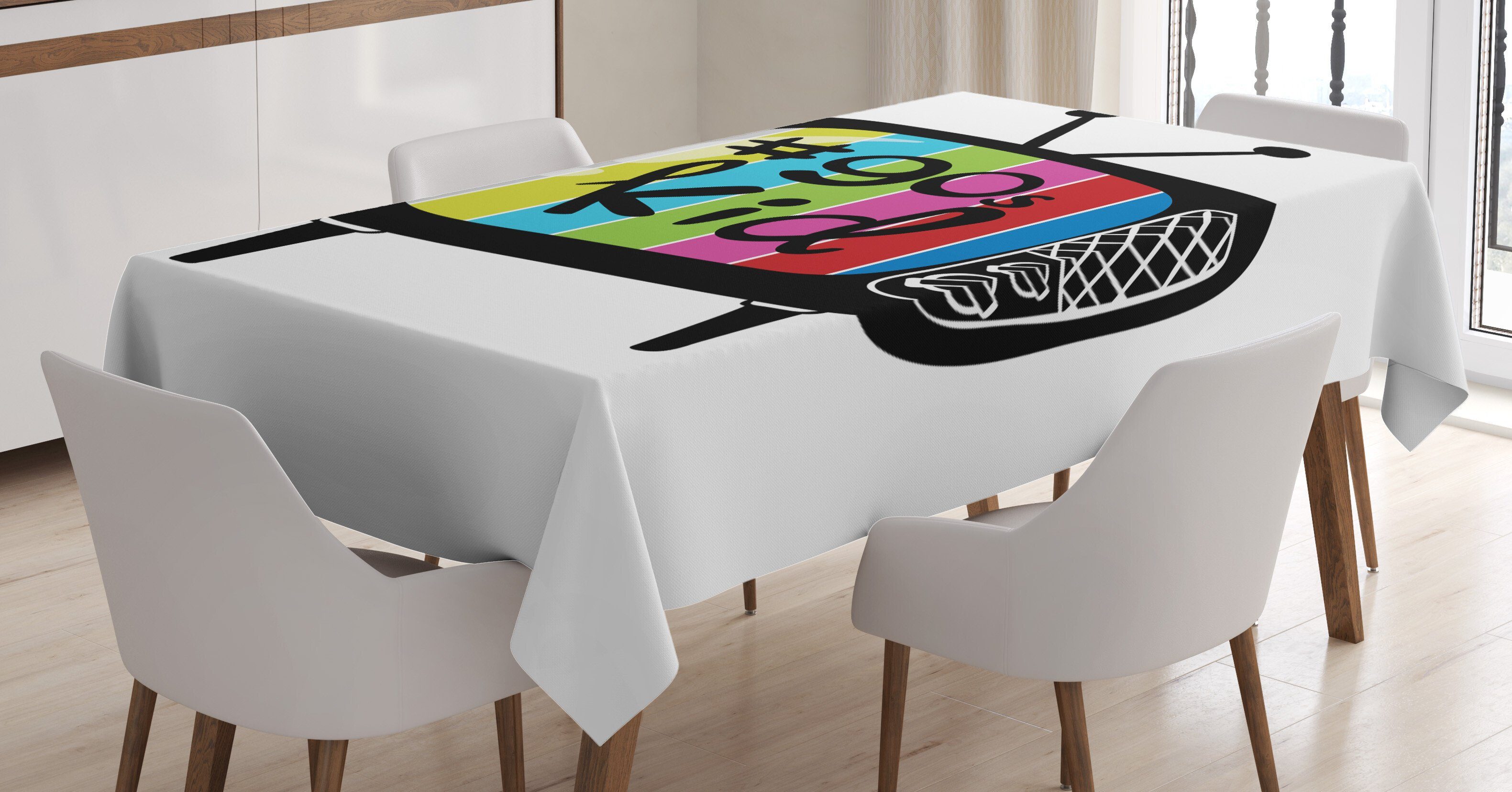 Für geeignet Tischdecke Waschbar Bereich Farbfest Außen Klare 90s Abakuhaus Wörter Kid Jahre Cartoon-Entwurf 1990er Farben, den