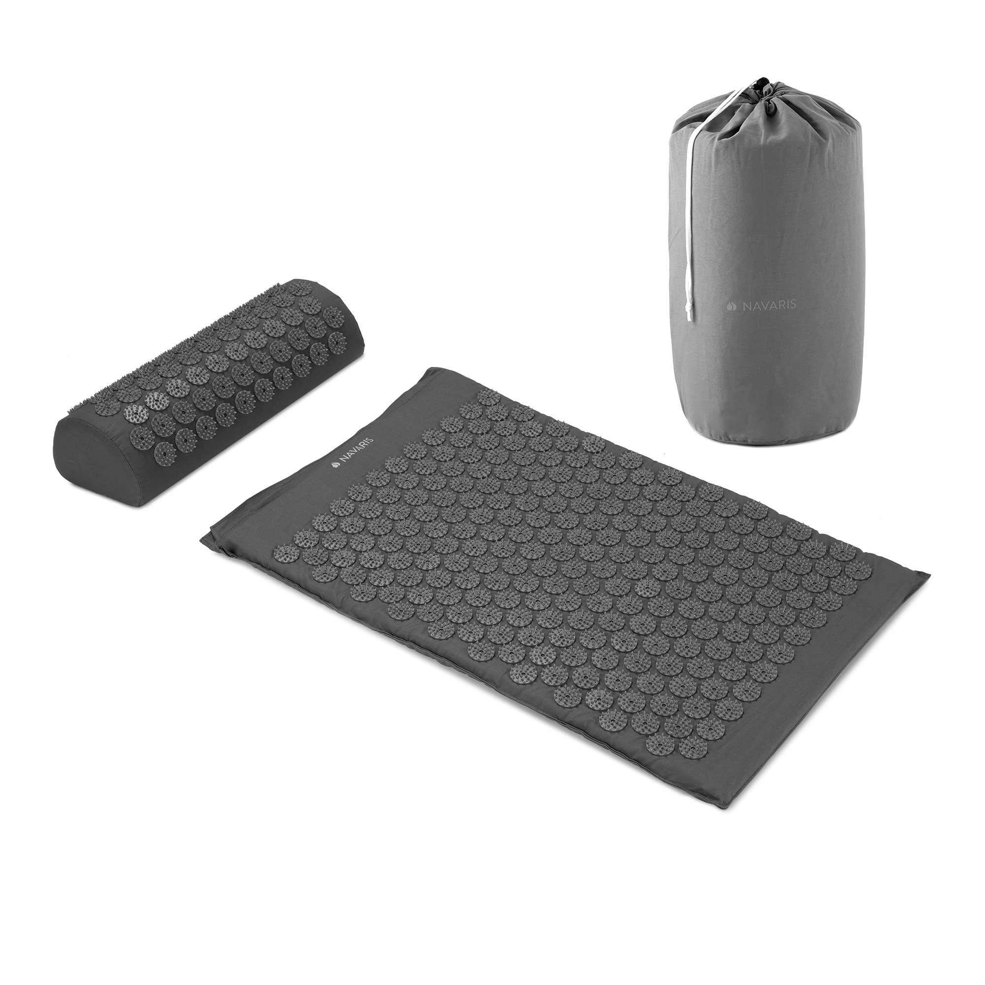 Navaris Akupressurmatte 2in1 Akupressur Massage Set - Matte und Kissen inkl. Tasche (1-St)