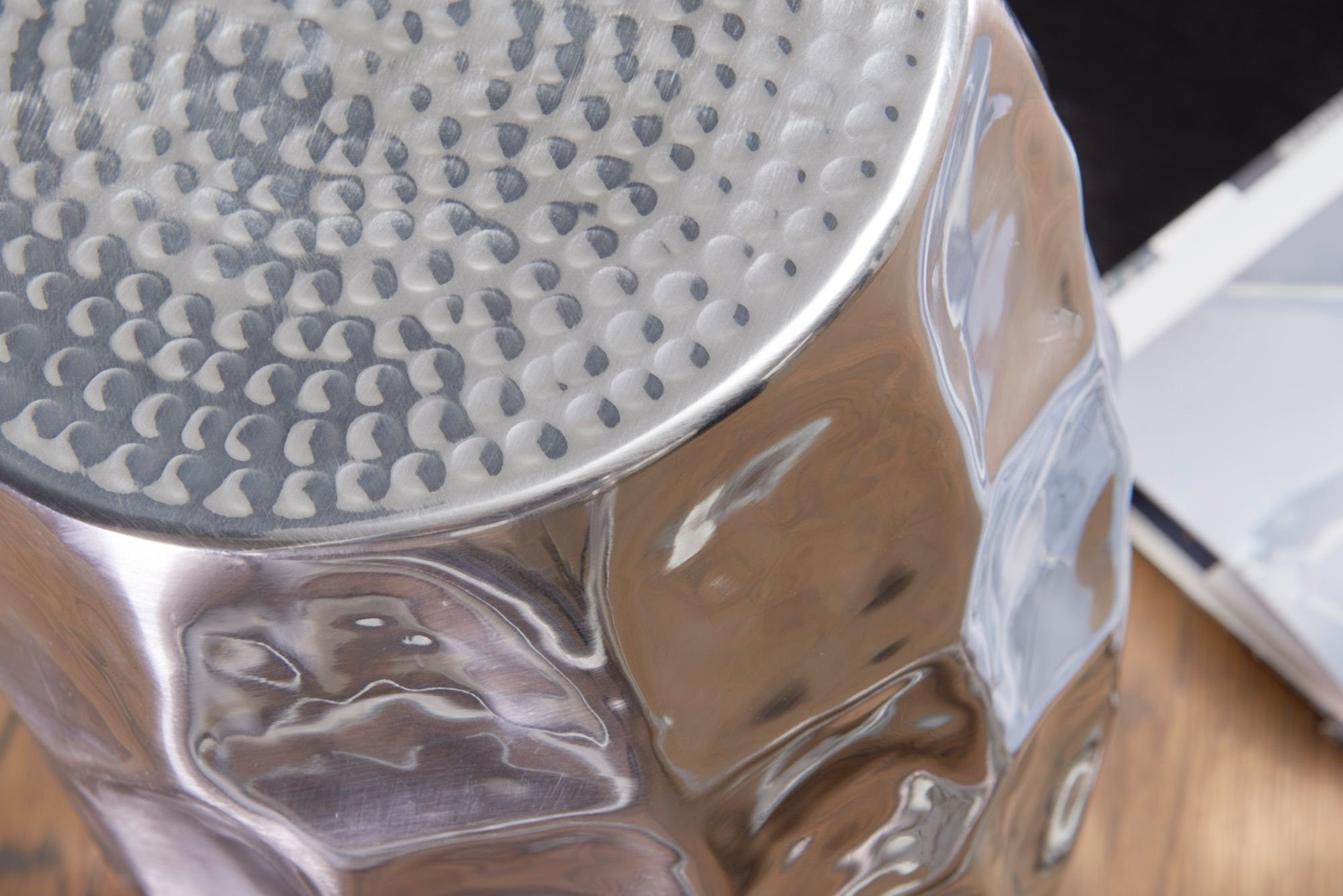 lovingHome® Beistelltisch im Silber Beistelltisch 1 Dekotisch Stück, Design orientalischen (1 Aluminium Anstelltsich), 30x47x30cm