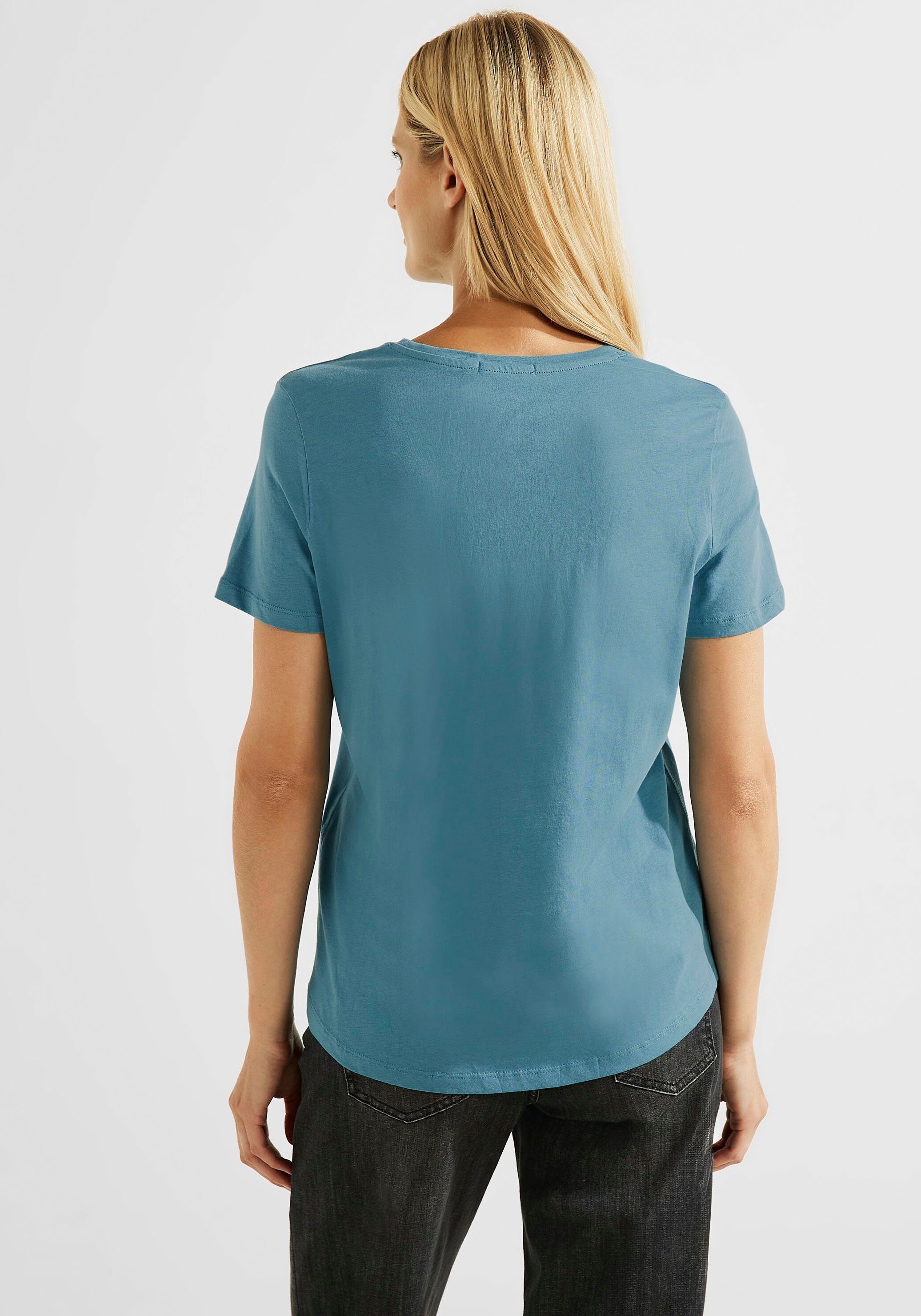 Cecil T-Shirt mit Steinchendetails adriatic blue