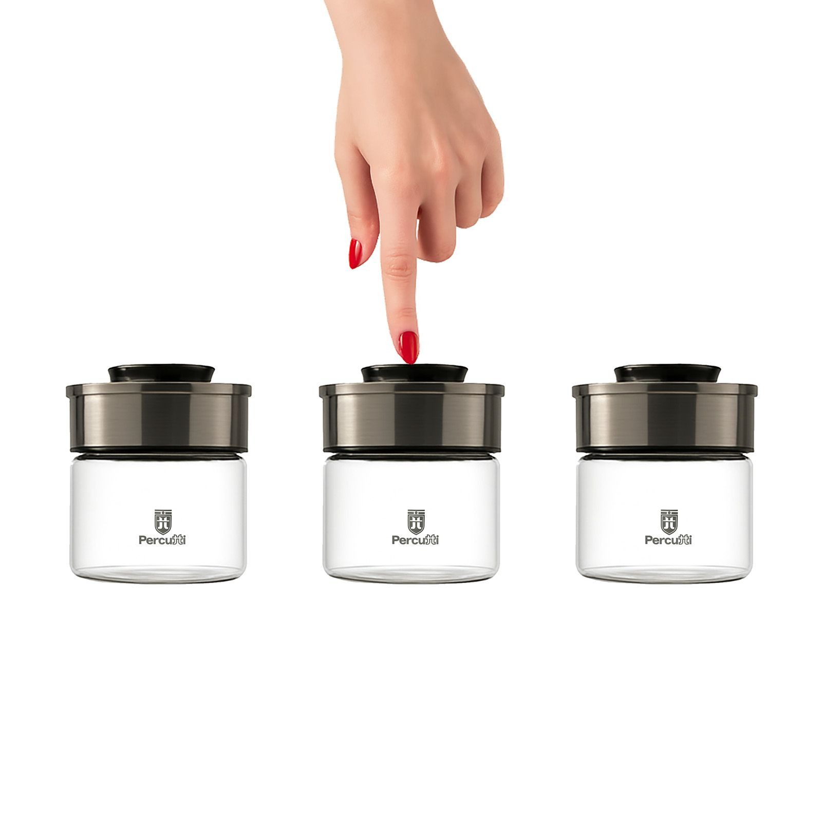 BURI Vorratsglas 3x Vakuum Vorratsdosen Glas 450ml Vorratsgläser Vakuumdeckel luftdicht, Glas