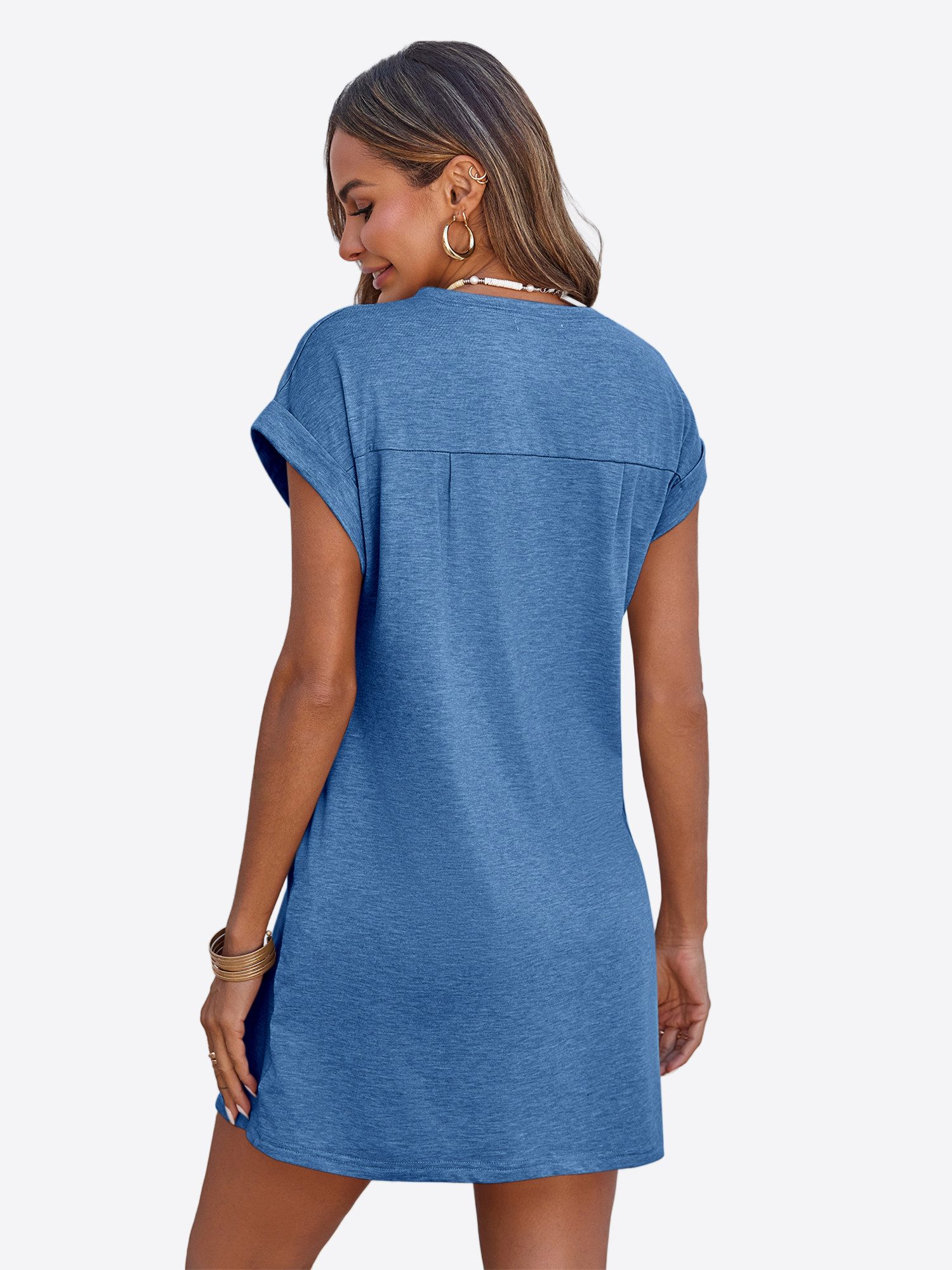 Imily Bela Minikleid Damen Sommerliches T-Shirt Kleid mit Taschen (Packung, 1-tlg., 1per-Pack) einfarbig