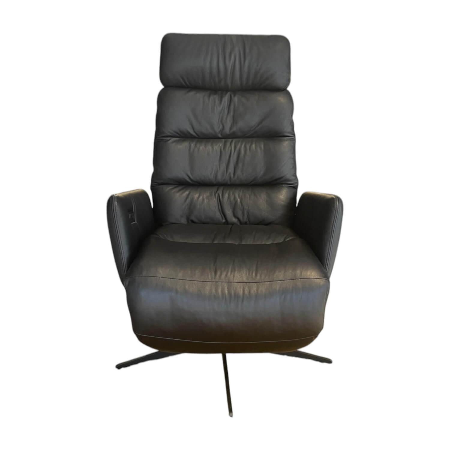 KFF Relaxsessel Sessel Arva E Lounge Leder Sauvage Schwarz 5 Sternfuß Metall M01