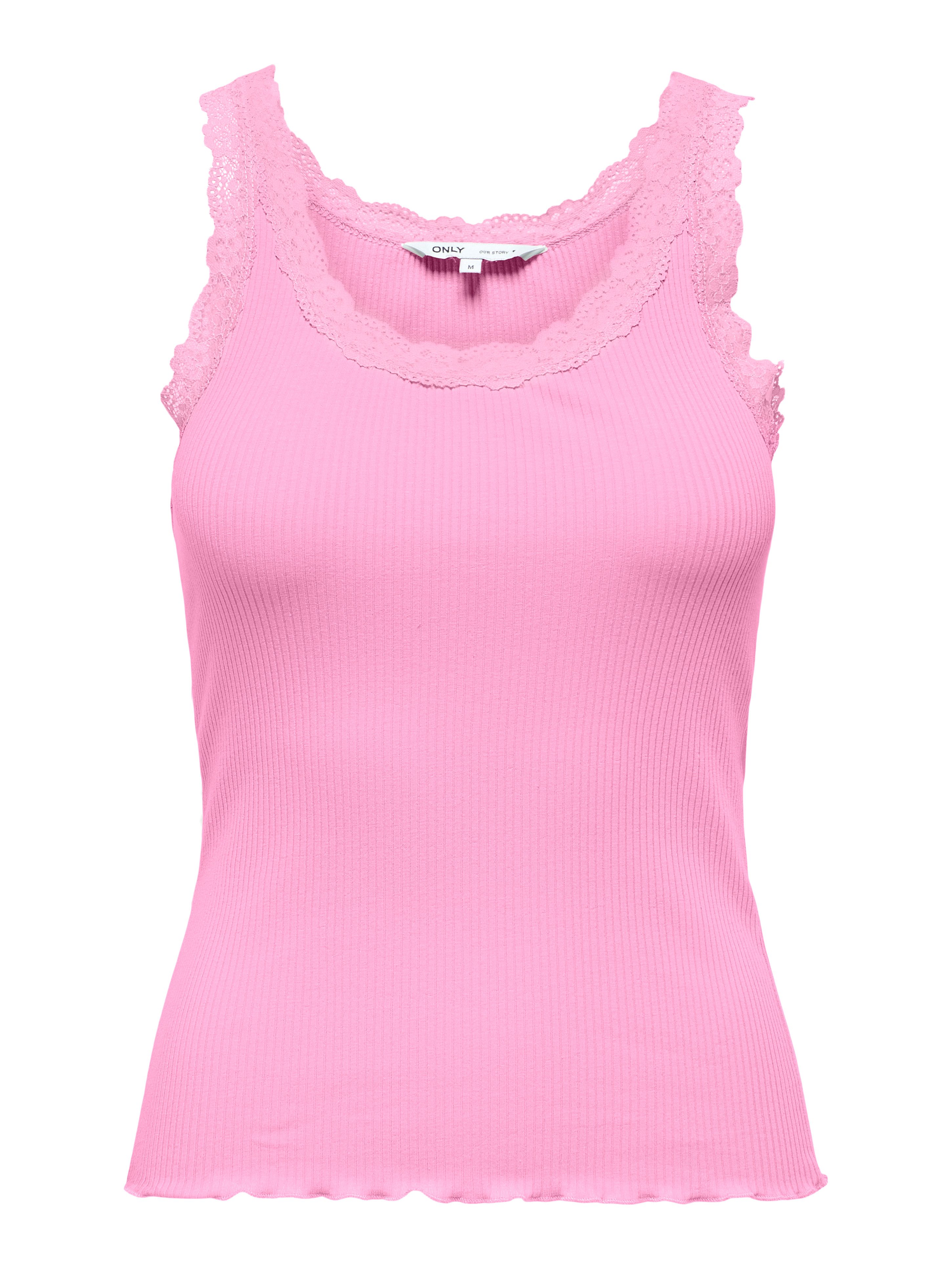 ONLY Tanktop ONLSARA – Tanktop mit Spitzendetail am Ausschnitt Baumwollmisc günstig online kaufen