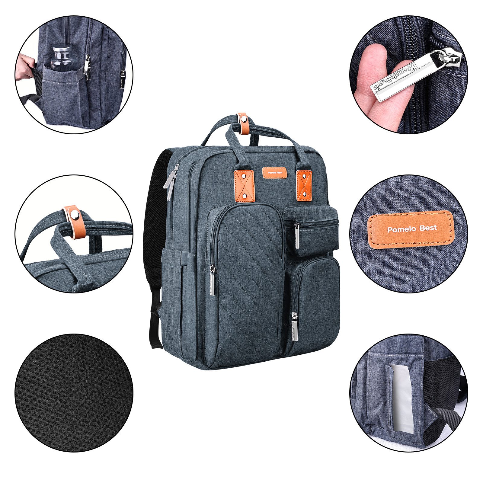 OKWISH Wickelrucksack Wickeltasche Rucksack Baby Multifunktions-Babytaschen Wärmeisolierte (Windeln Babyflasche Milchfläsche Rucksack Tasche mit Flaschenhalter, Multifunktional, Babytasche, für Mama und Papa unterwegs, mit Laptopfach), mit tragbarer mobiler Wickelauflage Schnullerhalter Kinderwagengurte