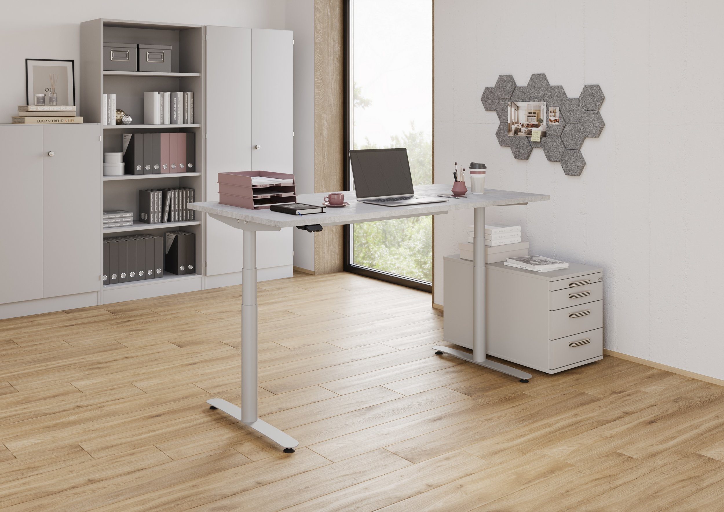 bümö Schreibtisch Schreibtisch Weiß - App Dekor: 80 Rechteck: x Bluetooth XDLR, elektrisch Nussbaum - 160 cm & Gestell