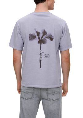 QS Kurzarmshirt Printshirt aus reiner Baumwolle Label-Patch