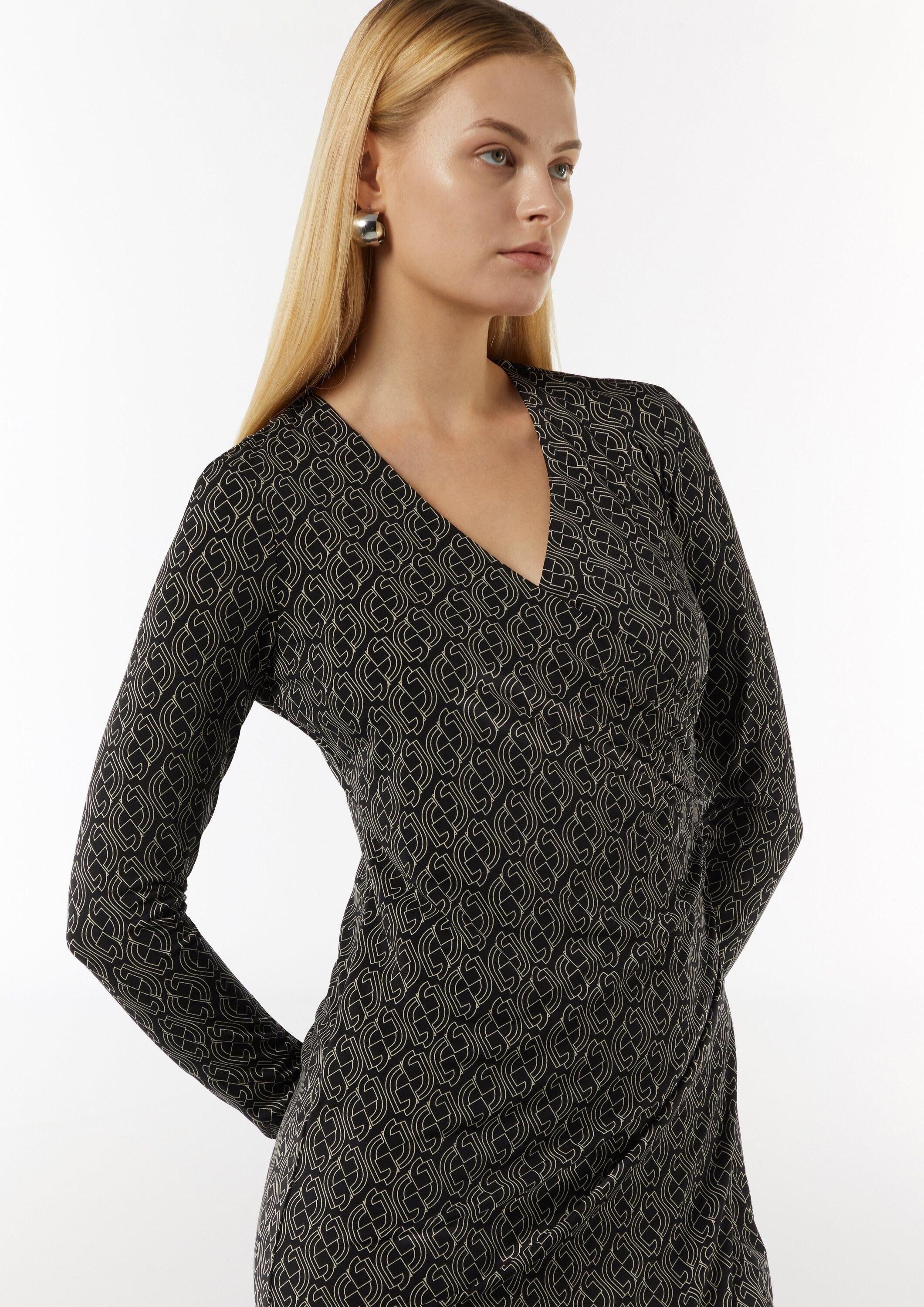 comma Minikleid Kleid Gemustertes Midi-Kleid in Wickeloptik