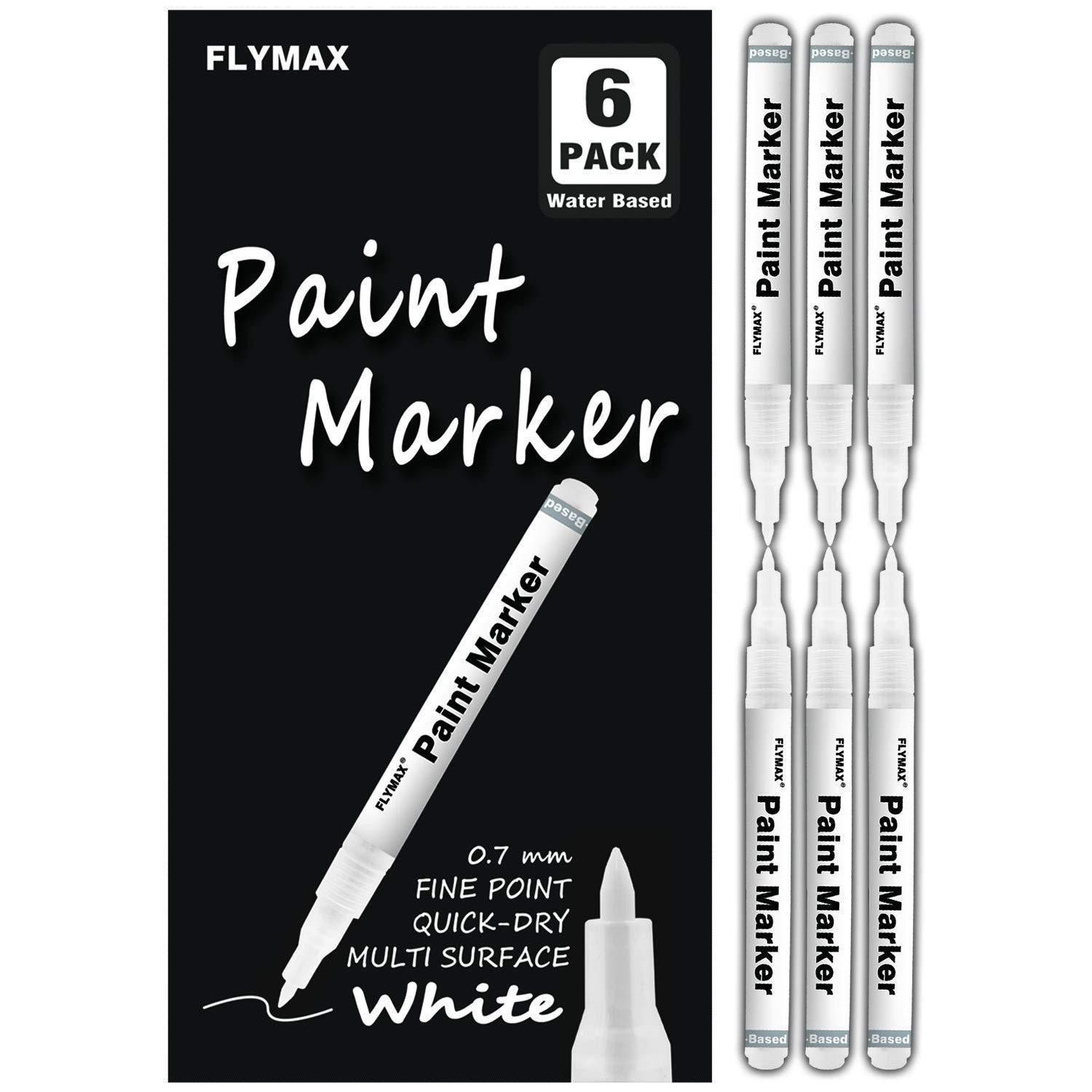 LuxusKollektion Permanentmarker Stifte Weiß Permanent 6er Pack 0.7mm Acryl