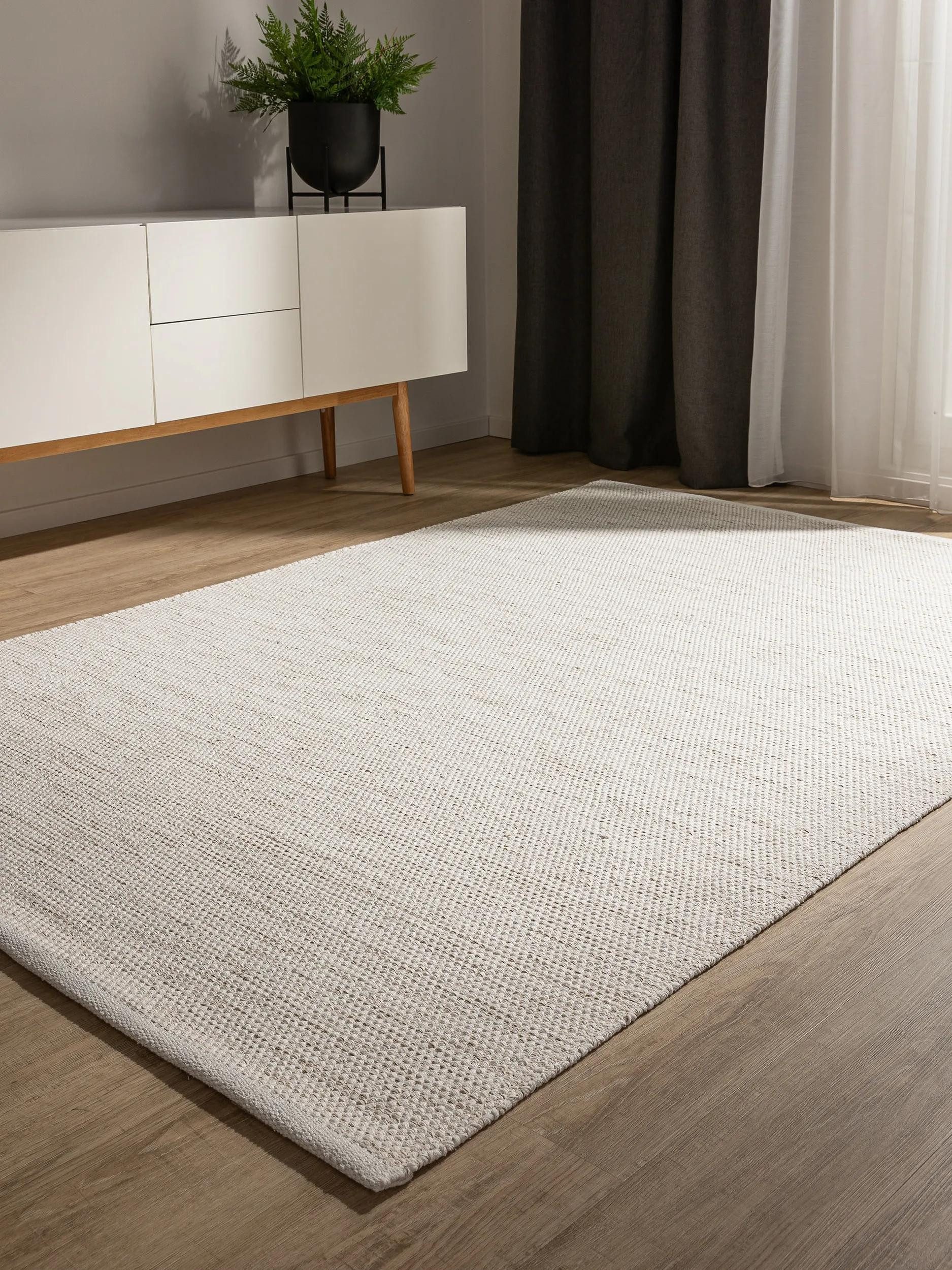 benuta Teppich Ron, rechteckig, Höhe: 5 mm, 100% Baumwollteppich, Minimalistisch, Pflegeleicht, Wohnzimmerteppich