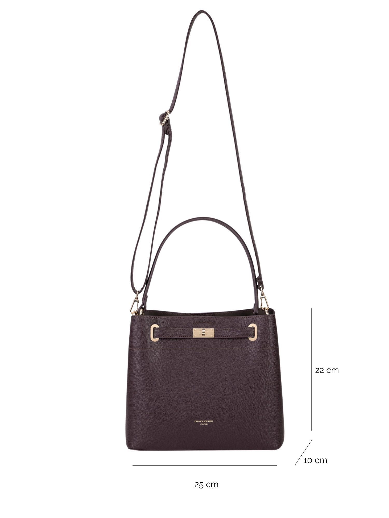 David Jones Schultertasche David Jones City-Symphony Bucket Bag, Multi-Fach-Design, Kunstleder, Saffiano-Optik.