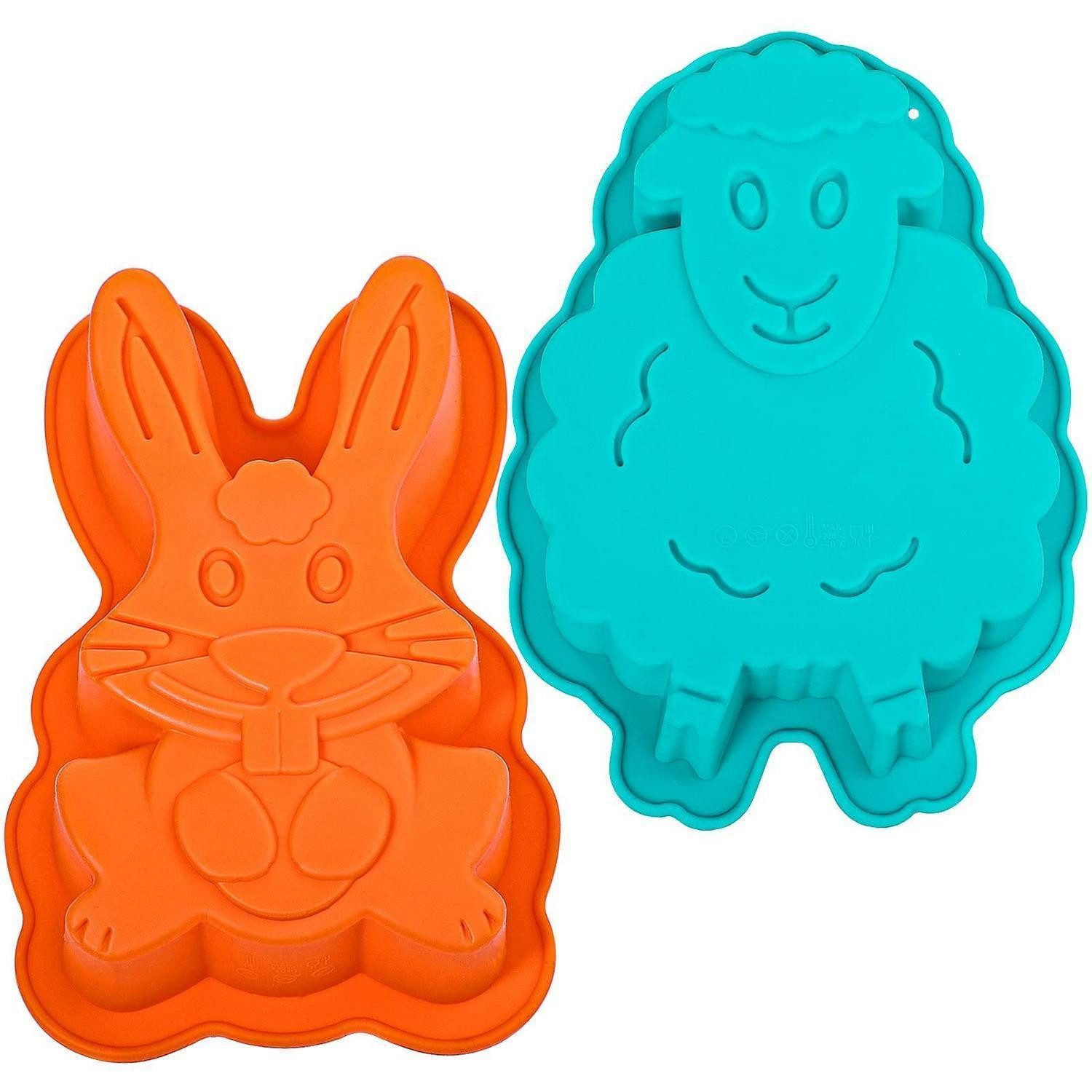LuxusKollektion Silikonform Backform Osterlamm Hase Silikon 2er Set