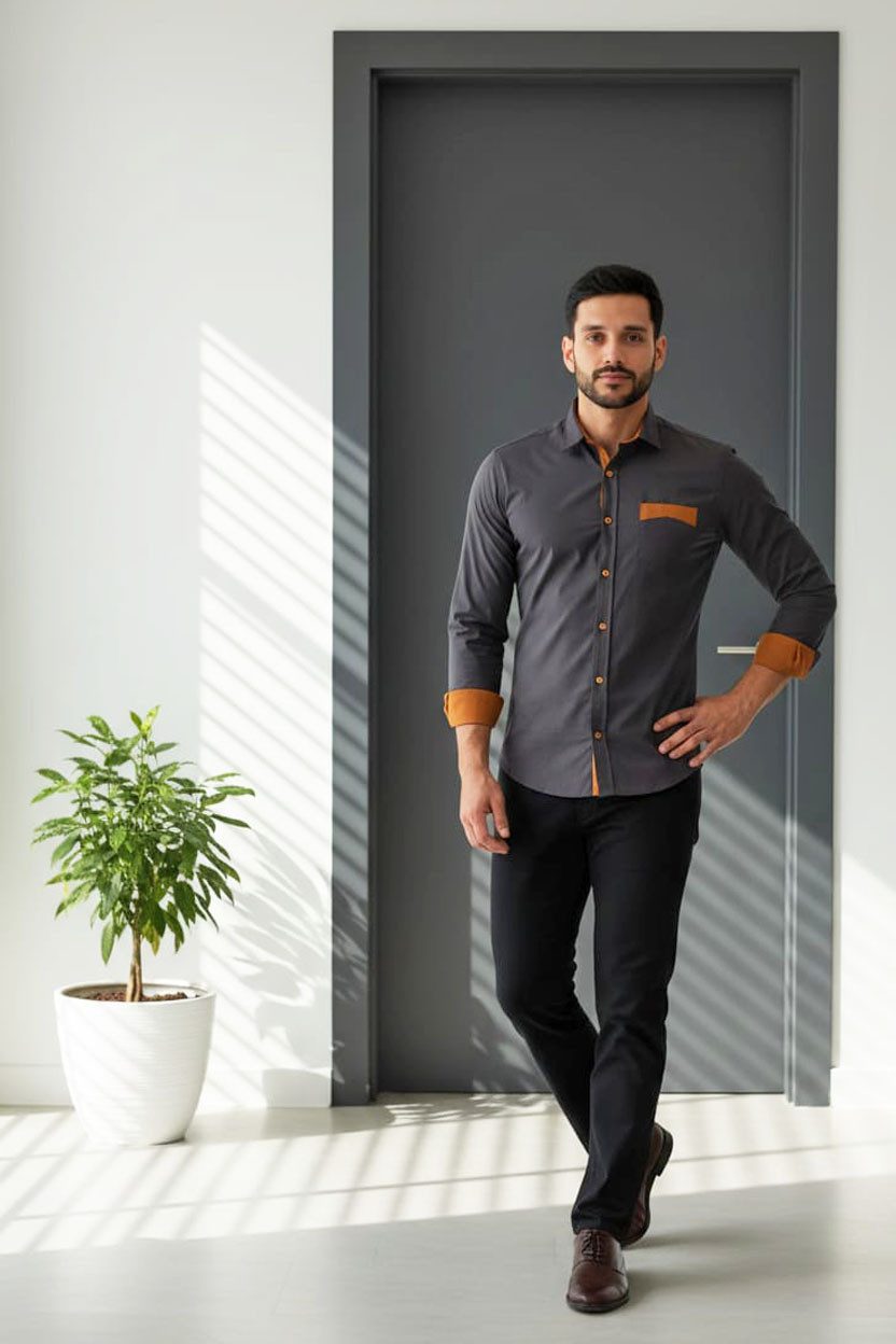 Reslad Langarmhemd Reslad Herren Hemd Exklusiv Two Tone Look Langarmhemd RS günstig online kaufen