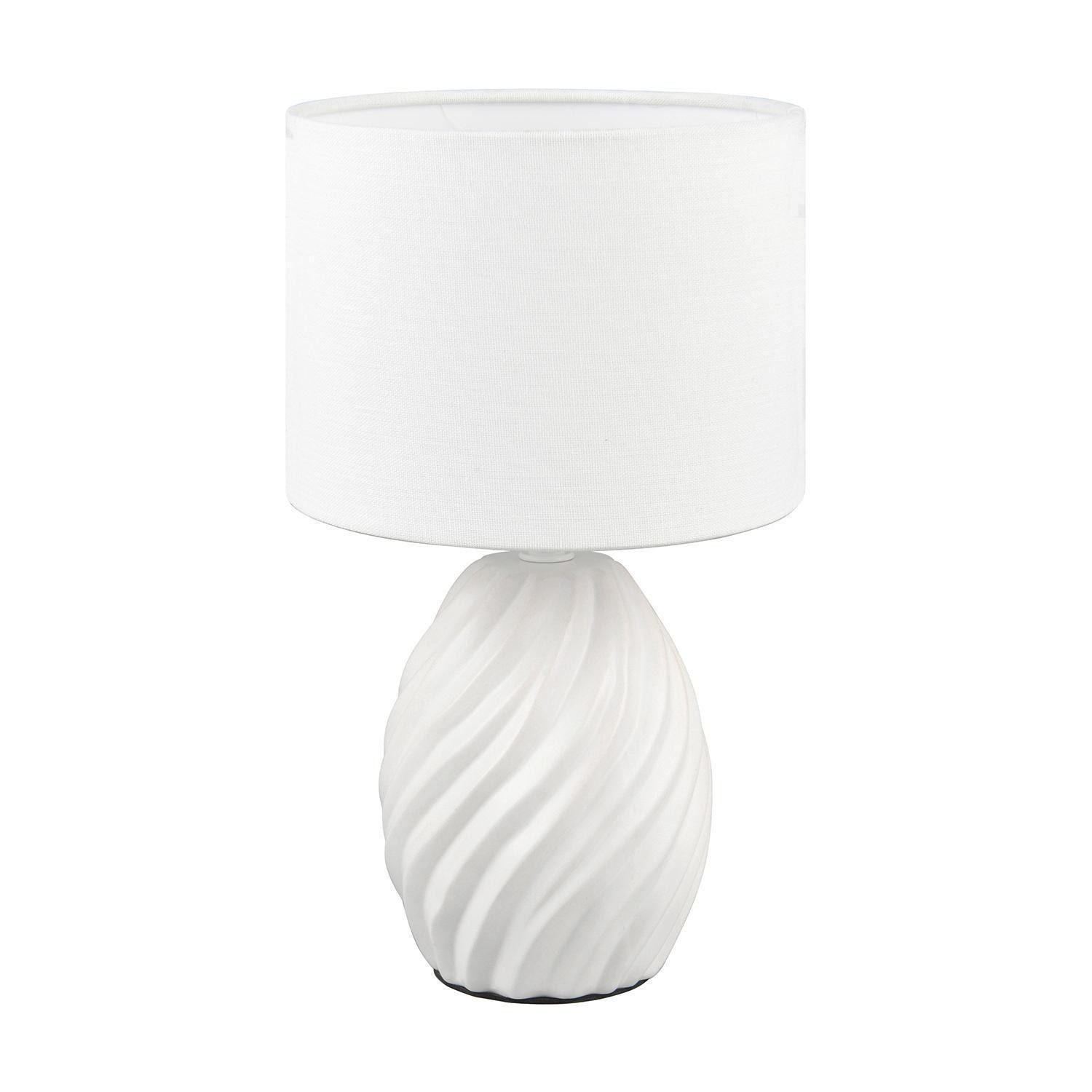 Reality Leuchten Tischleuchte MELVA, H 31 cm, Weiß, Keramik, Stoff, ohne Leuchtmittel