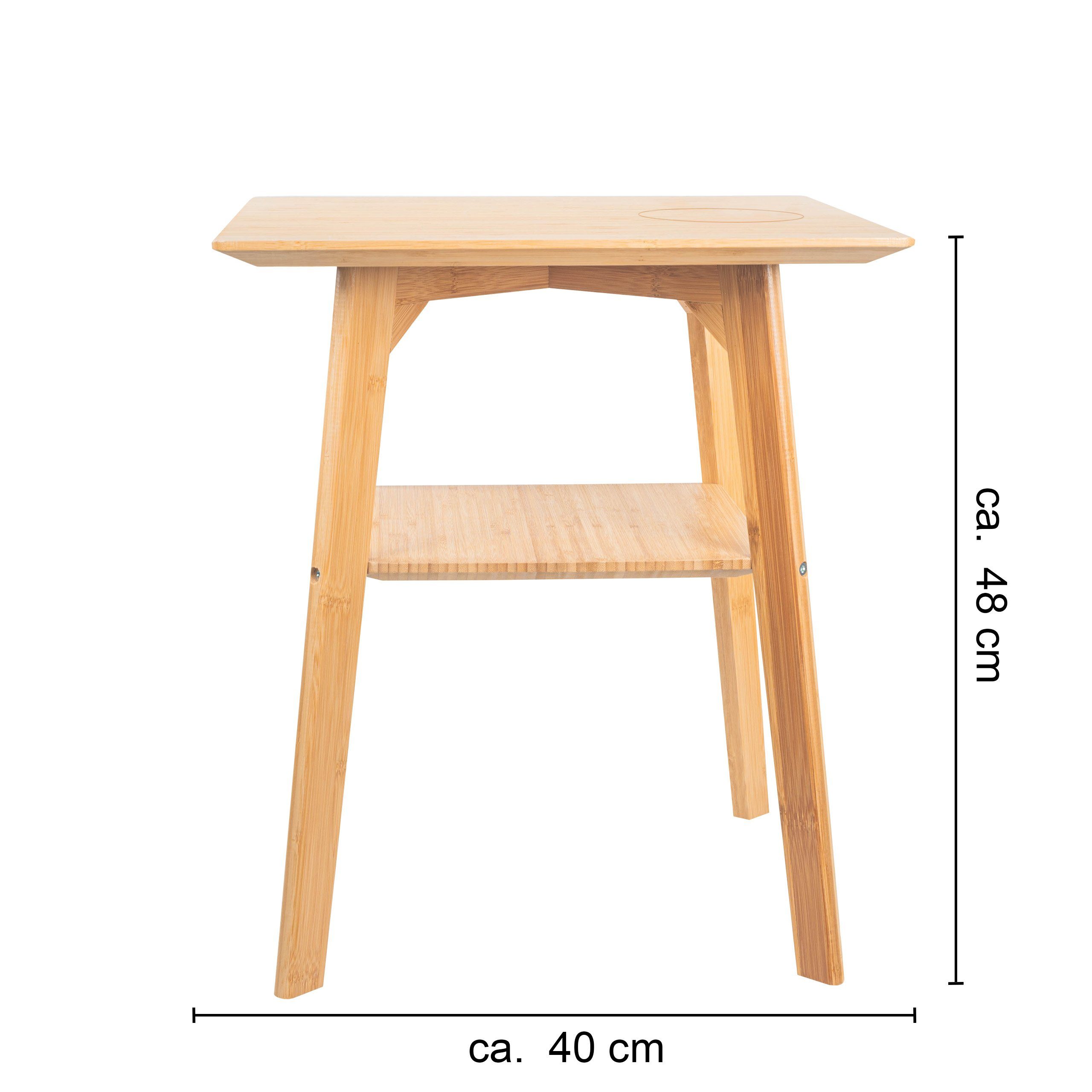kamelshopping Beistelltisch Beistelltisch aus Bambus-Holz mit Qi Ladestatio günstig online kaufen