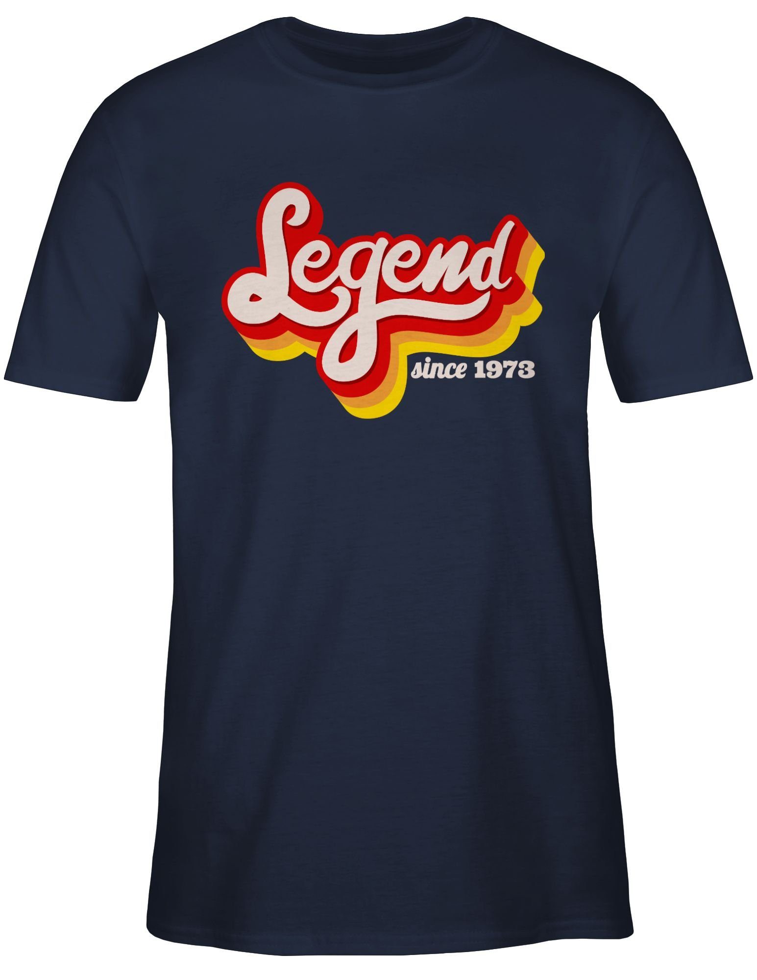 1 Shirtracer Blau 50. T-Shirt Legend since Fünfzig Retro Geburtstag Navy 1973