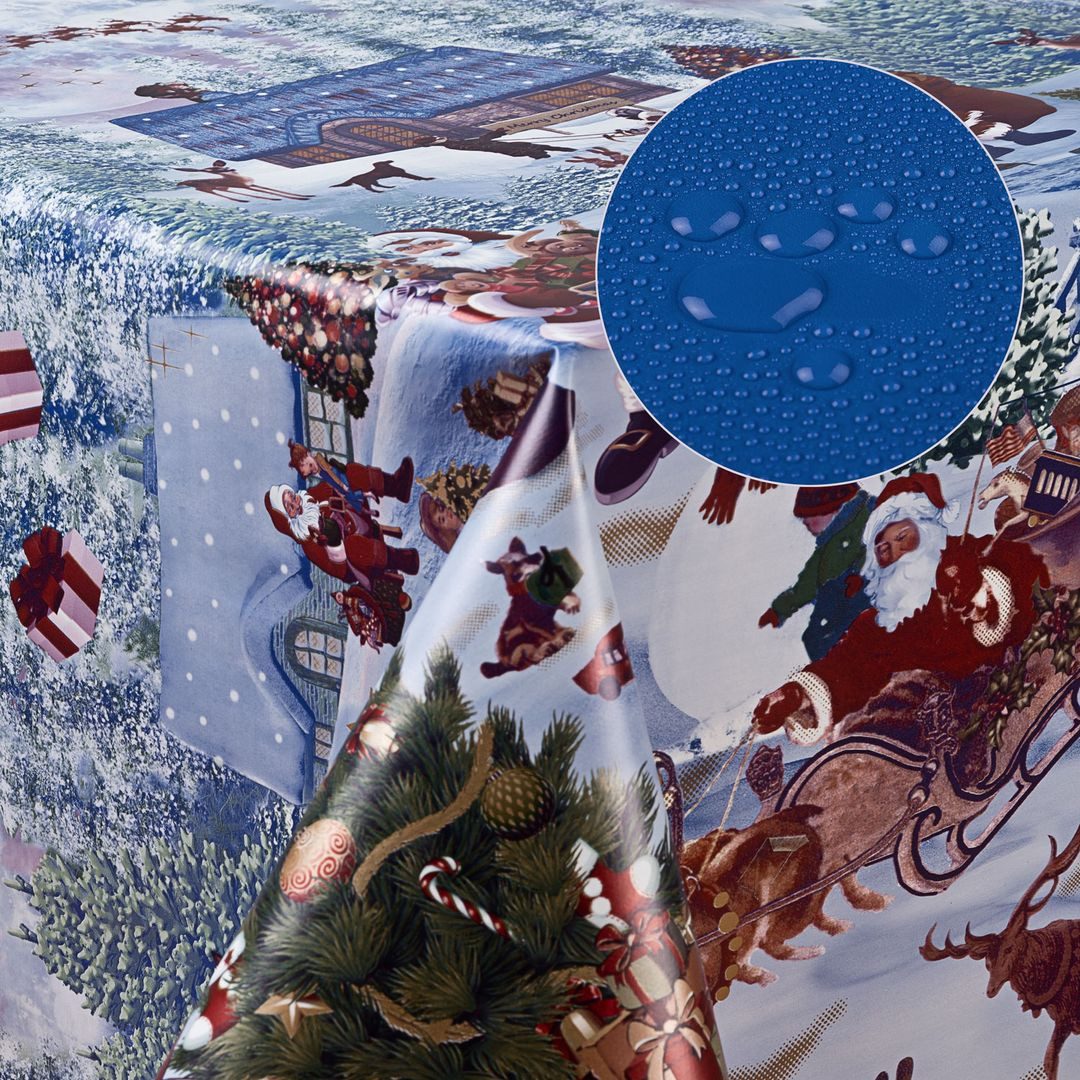 laro Tischdecke Wachstuch-Tischdecken Abwaschbar Weihnachtsmann blau rechteckig