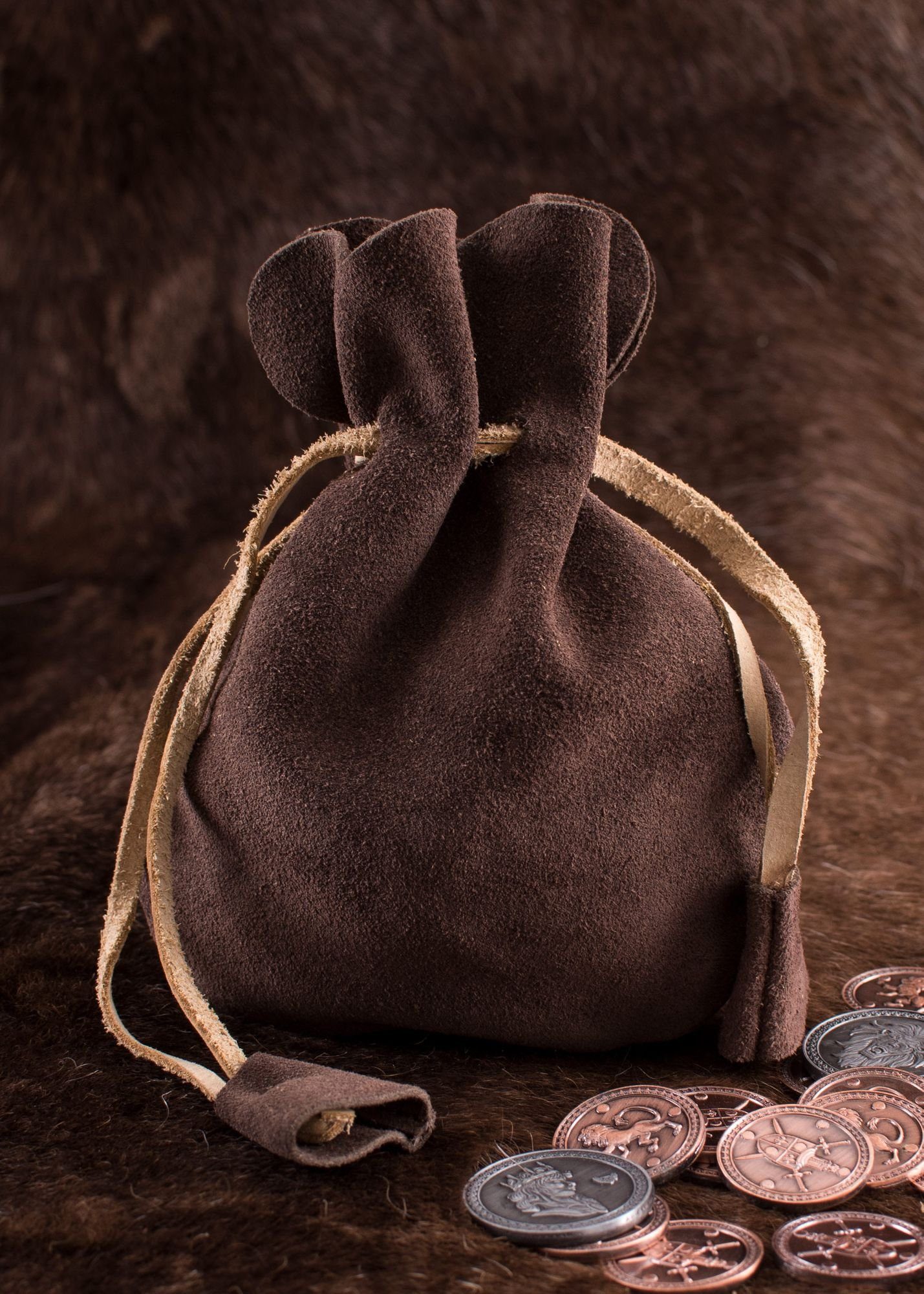 Battle Merchant Kostüm Lederbeutel, Kleiner Geldbeutel aus Wildleder, dunke günstig online kaufen