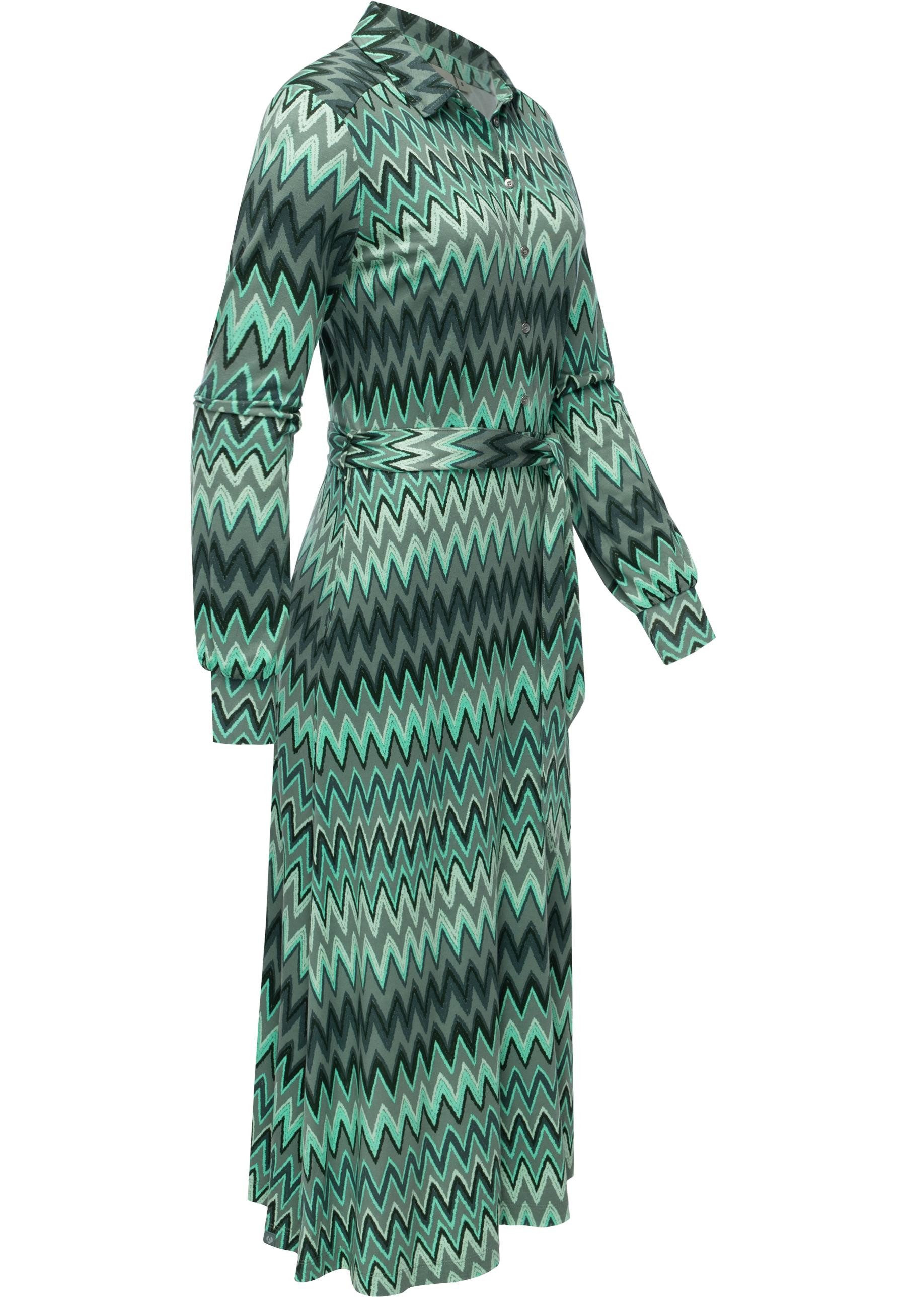 Ragwear Blusenkleid Plantee Print Modisches Damenkleid mit Taillengürtel günstig online kaufen