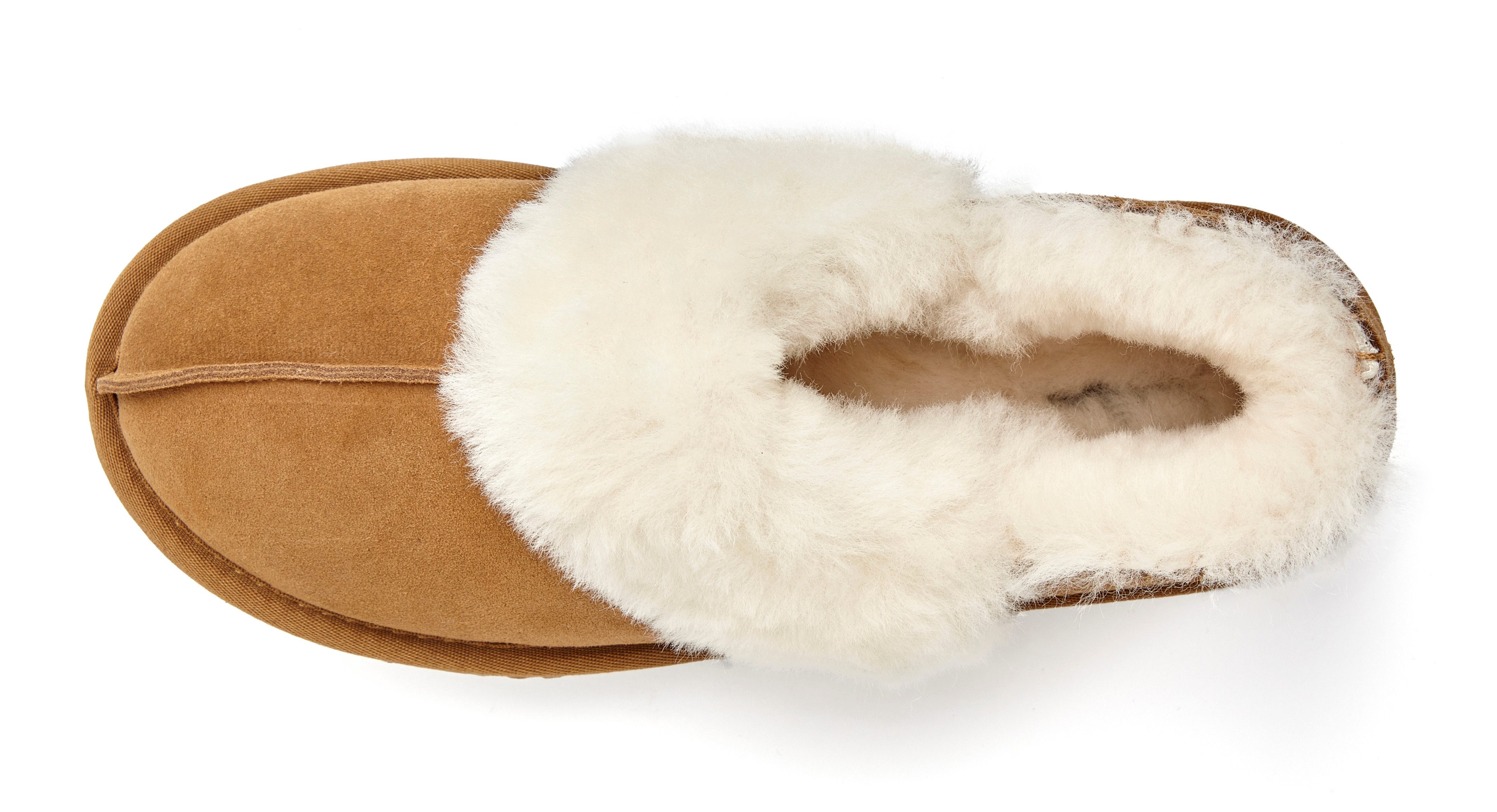 Vivance Dreams by Lascana Plüsch Hausschuh, Pantolette, Pantoffel, Homeslippers Hausschuh mit kuscheligem Lammfell aus Leder
