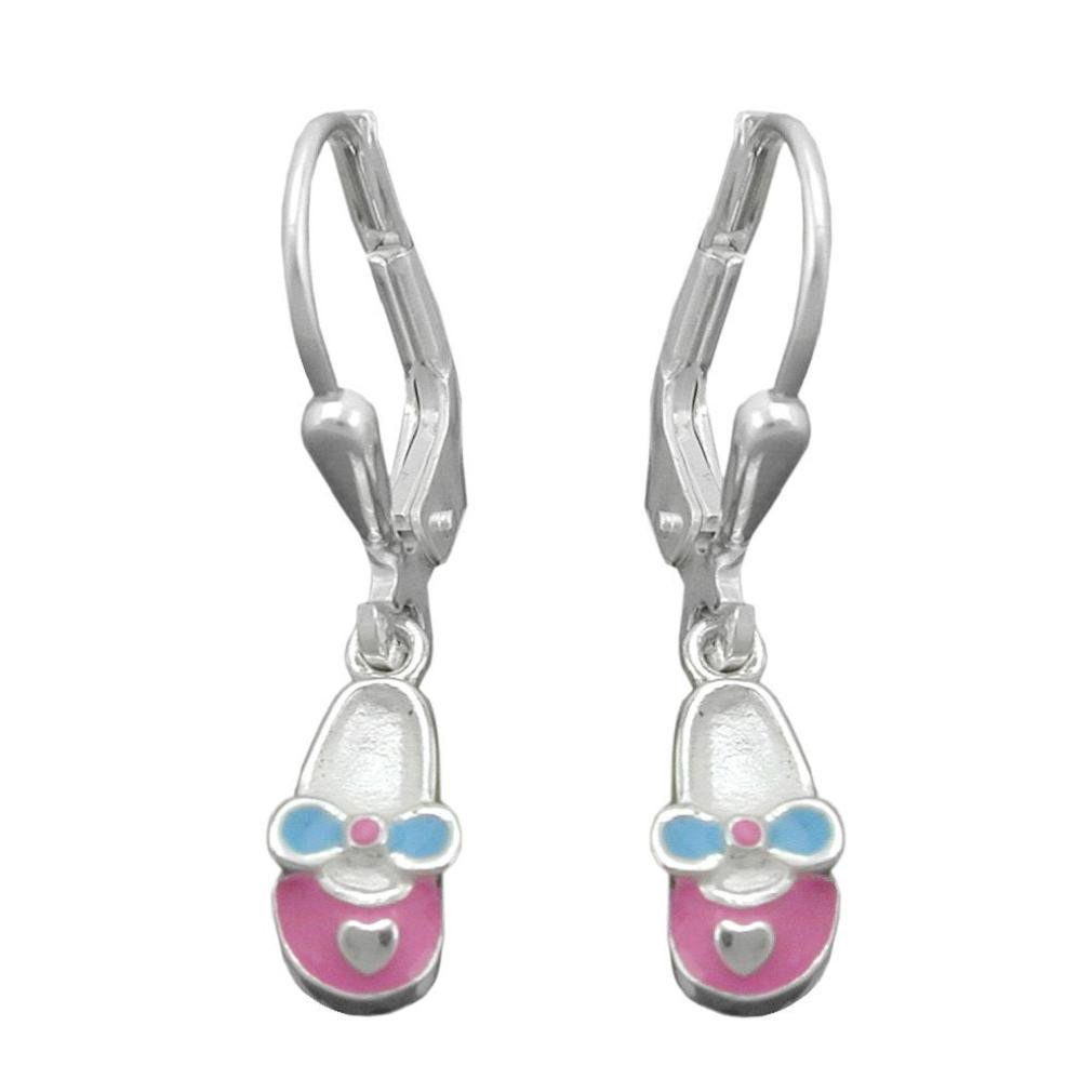 unbespielt Paar Ohrhänger Brisur Kinderschuh Kinder Silberschmuck rosa-hellblau x für Schmuckbox, Silber mit 24 925 mm 5