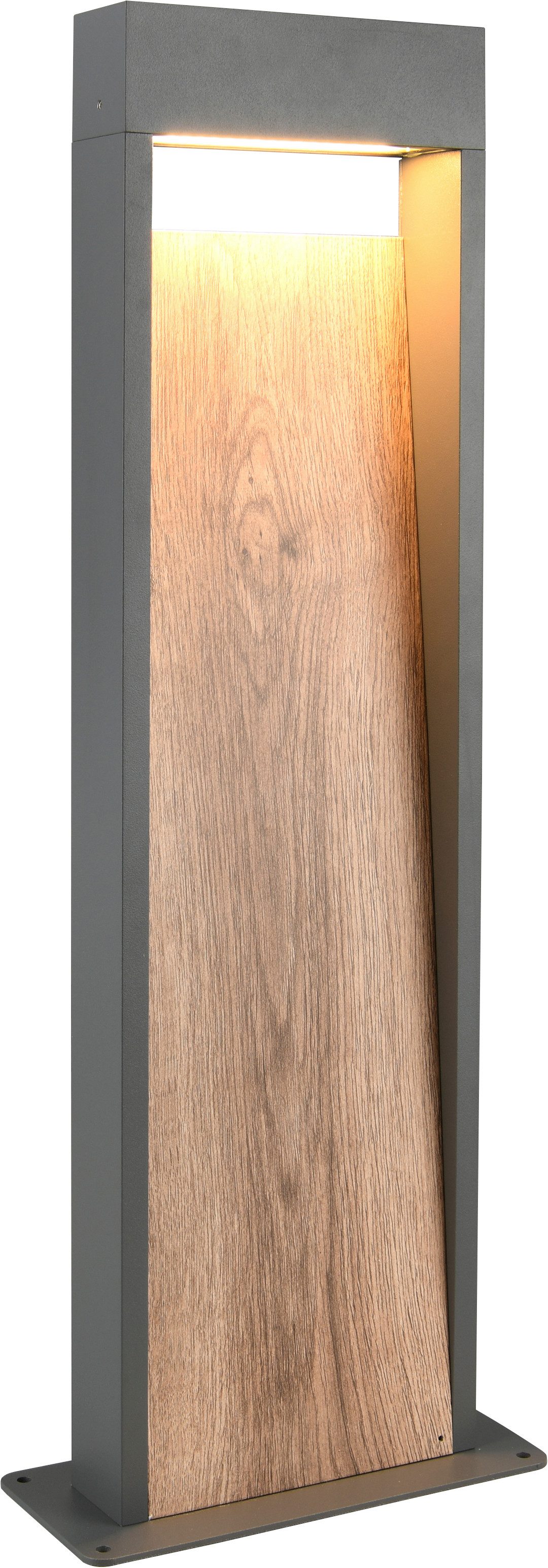 TRIO Leuchten LED Außen-Stehlampe SALMON, Outdoor LED Stehleuchte 11W 1200 Lm 3000K, Garten Stehlampe, LED fest integriert, Warmweiß, aus Aluminium & Holz-Optik, IP44 LED Garten Wegeleuchte