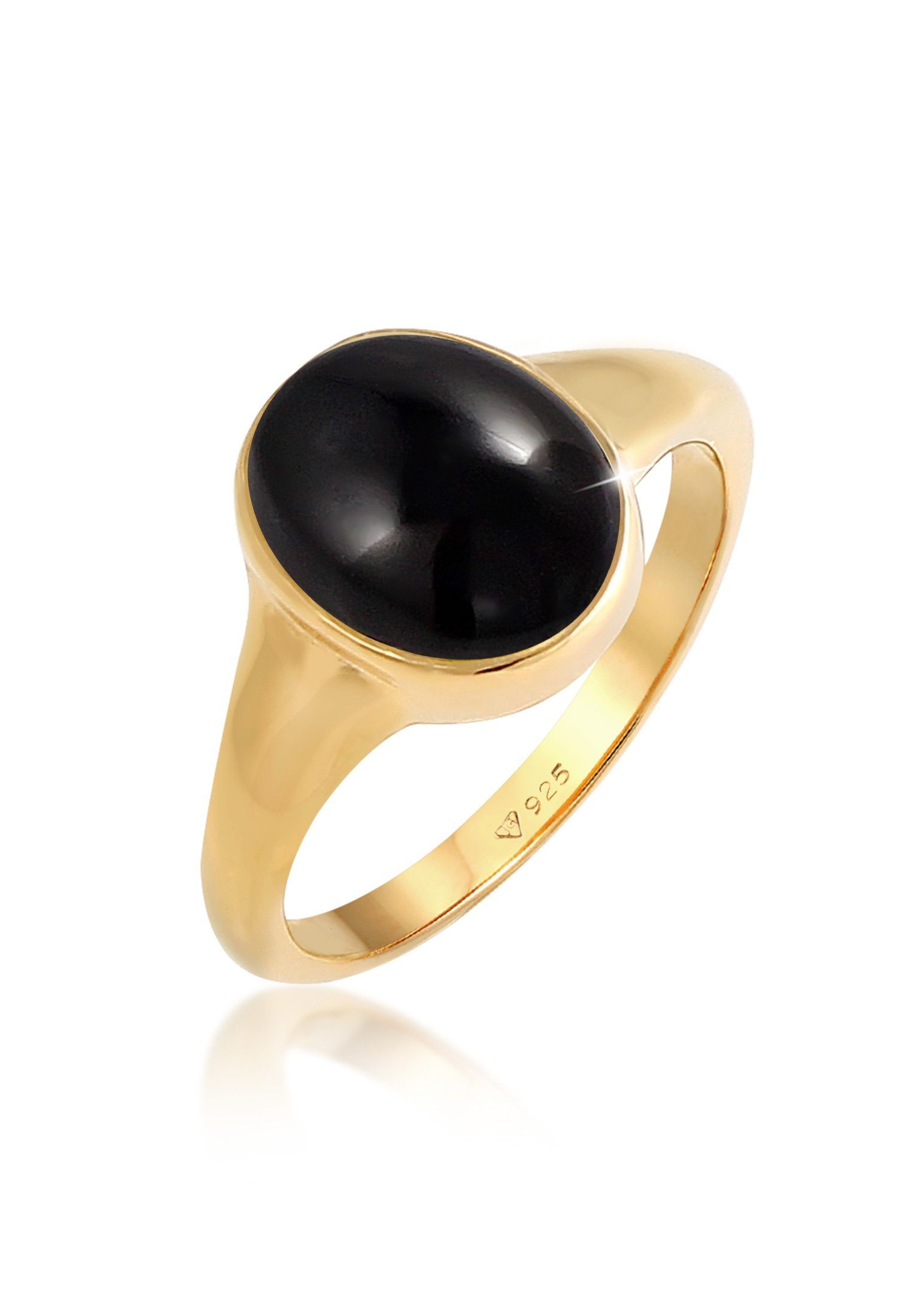 Elli Siegelring Siegelring Onyx Oval 925 Silber vergoldet