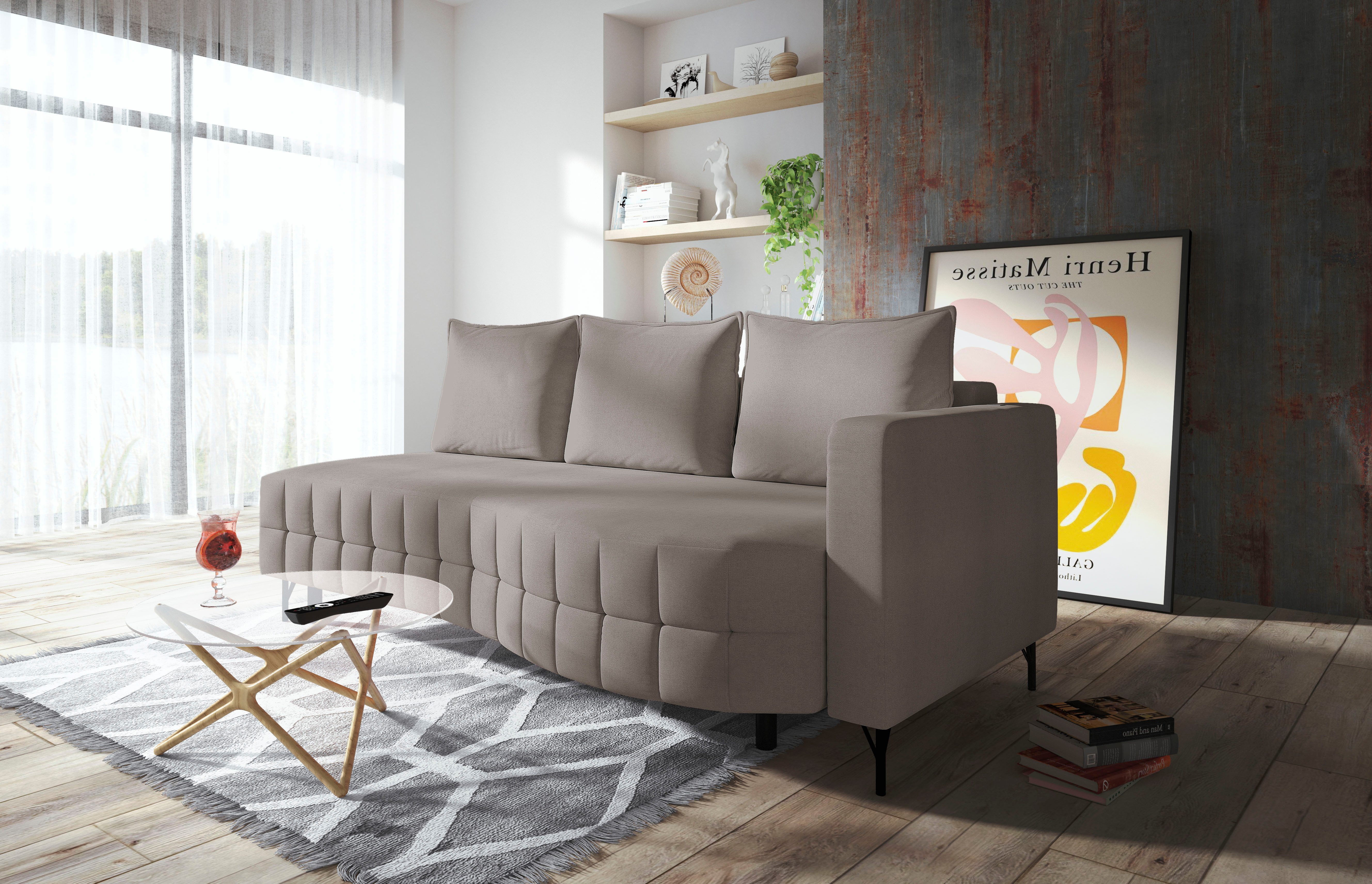 exxpo - sofa fashion Loungesofa T wiggy Schlafsofa mit Bettfunktion und Bettkasten, komfortabler Federkern, super Sitzkomfort, elegante Formensprache