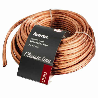 Hama HQ 10m Lautsprecher-Kabel 2x 1,5mm² dick Audio-Kabel, Roh, (1000 cm), 1,5mm² 2-adrig, Kupfer-Kabel für Boxen-Kabel Hifi LS