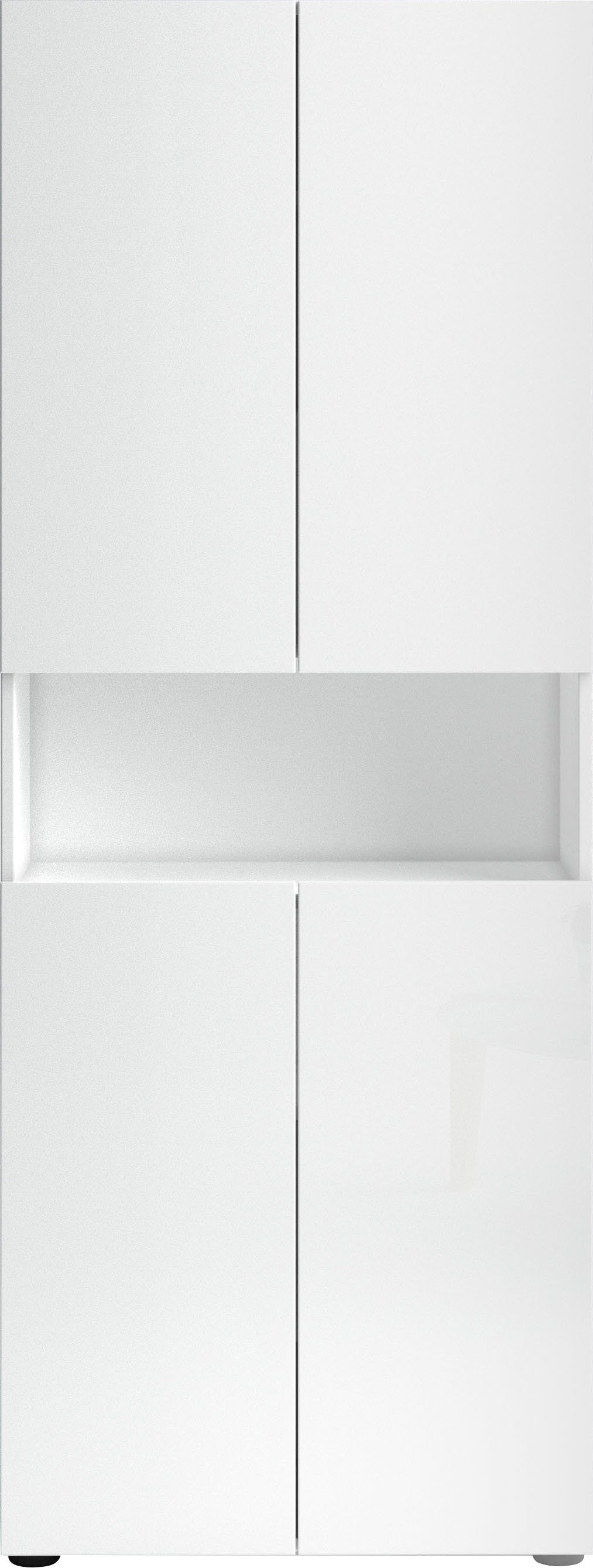 welltime Hochschrank MISTER, Hochschrank mit 6 geschlossenen und 1 offenen Fach Made in Italy,Hochglanz lackiert, Höhe 180 cm, mit Soft-Close Funktion