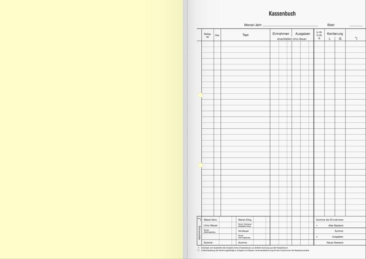 Formularblock Formularbuch Kassenbuch A4 selbstdurchschreibend VE=2x50 Blatt.