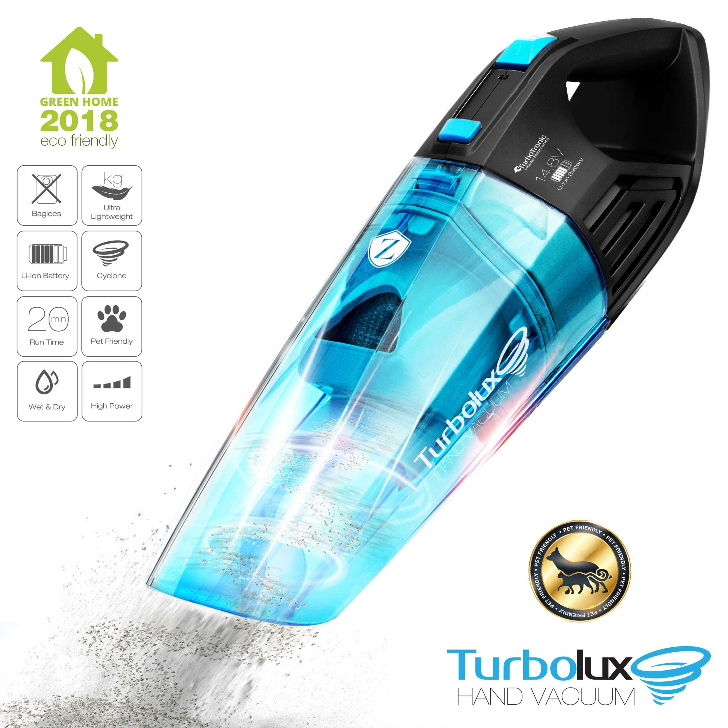 TurboTronic by Z-Line Handstaubsauger 8kpa, 20 Min. Laufzeit, ultra-Leichtgewicht Boden Staubsauger, 120 W