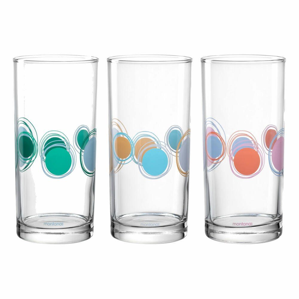 montana-Glas Becher :new dots 3er Set, 280 ml, 3-tlg., Kalk-Natron-Glas