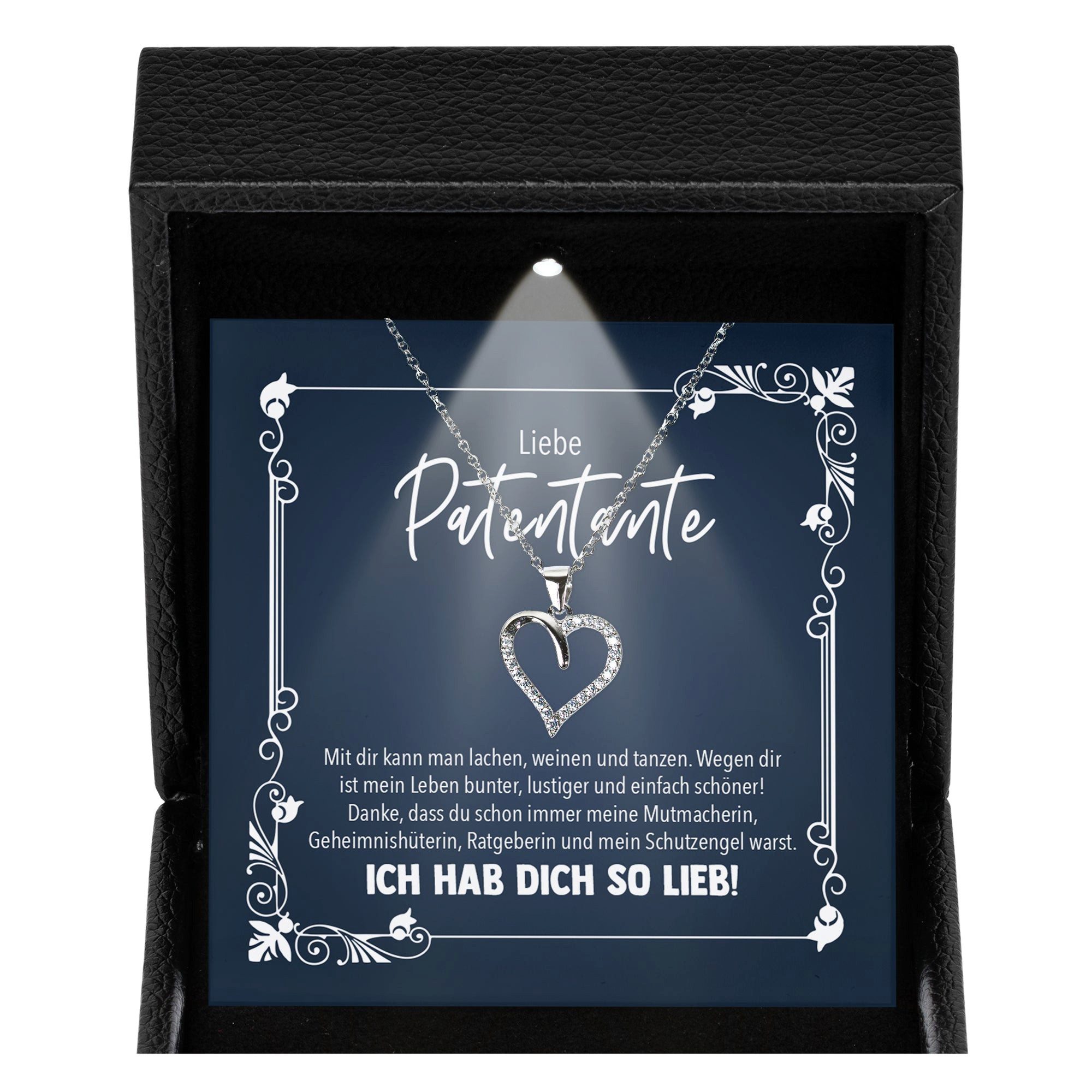 22Feels Schmuckset Patentante Geschenk Patin Frauen Schmuck Herz Halskette Karte (Geschenkset), Silber 925/000, Geschenkset Made In Germany, Premium Licht Etui