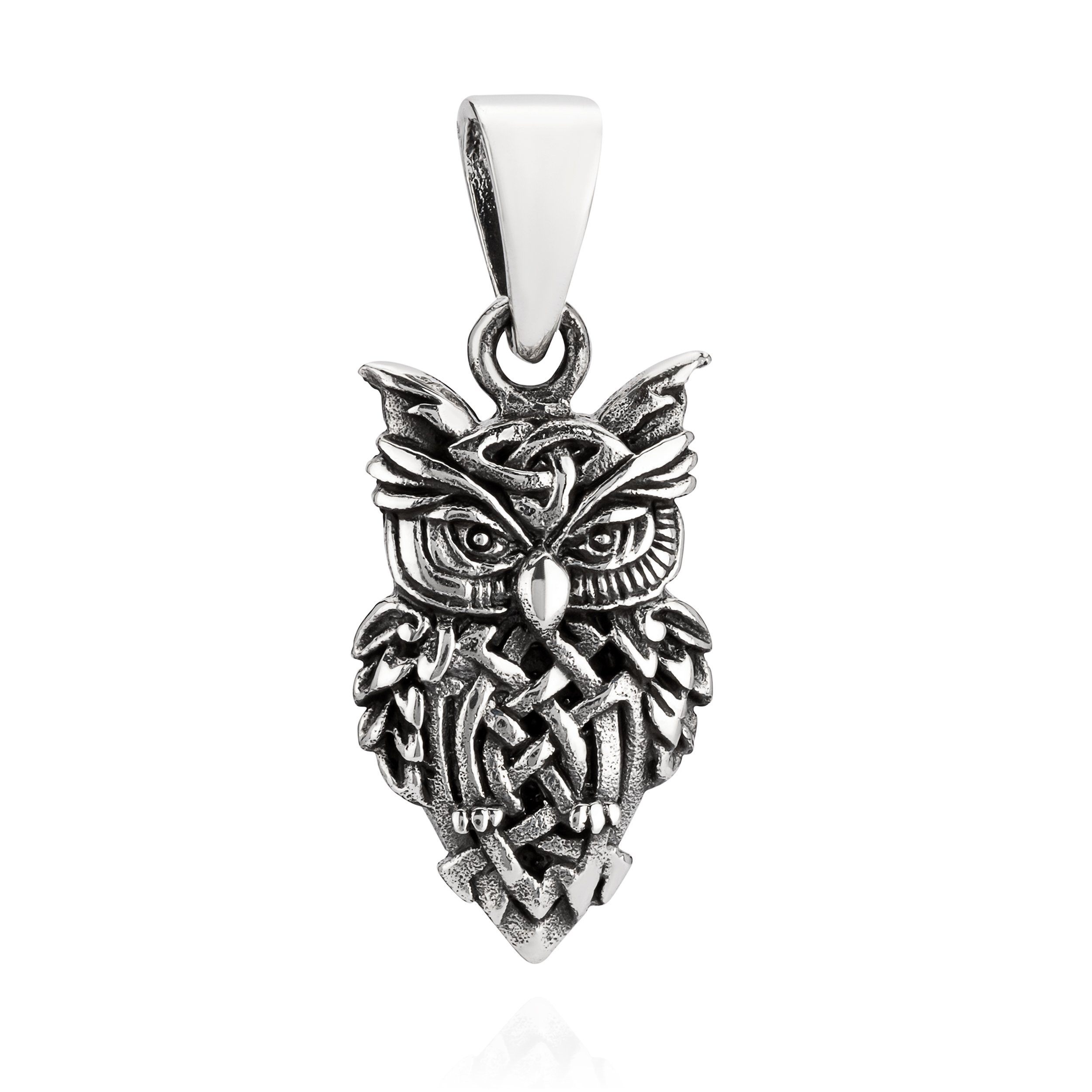 NKlaus Kettenanhänger Kettenanhänger keltische Eule 925 Silber 23x12mm S,  925 Sterling Silber Silberschmuck für Damen