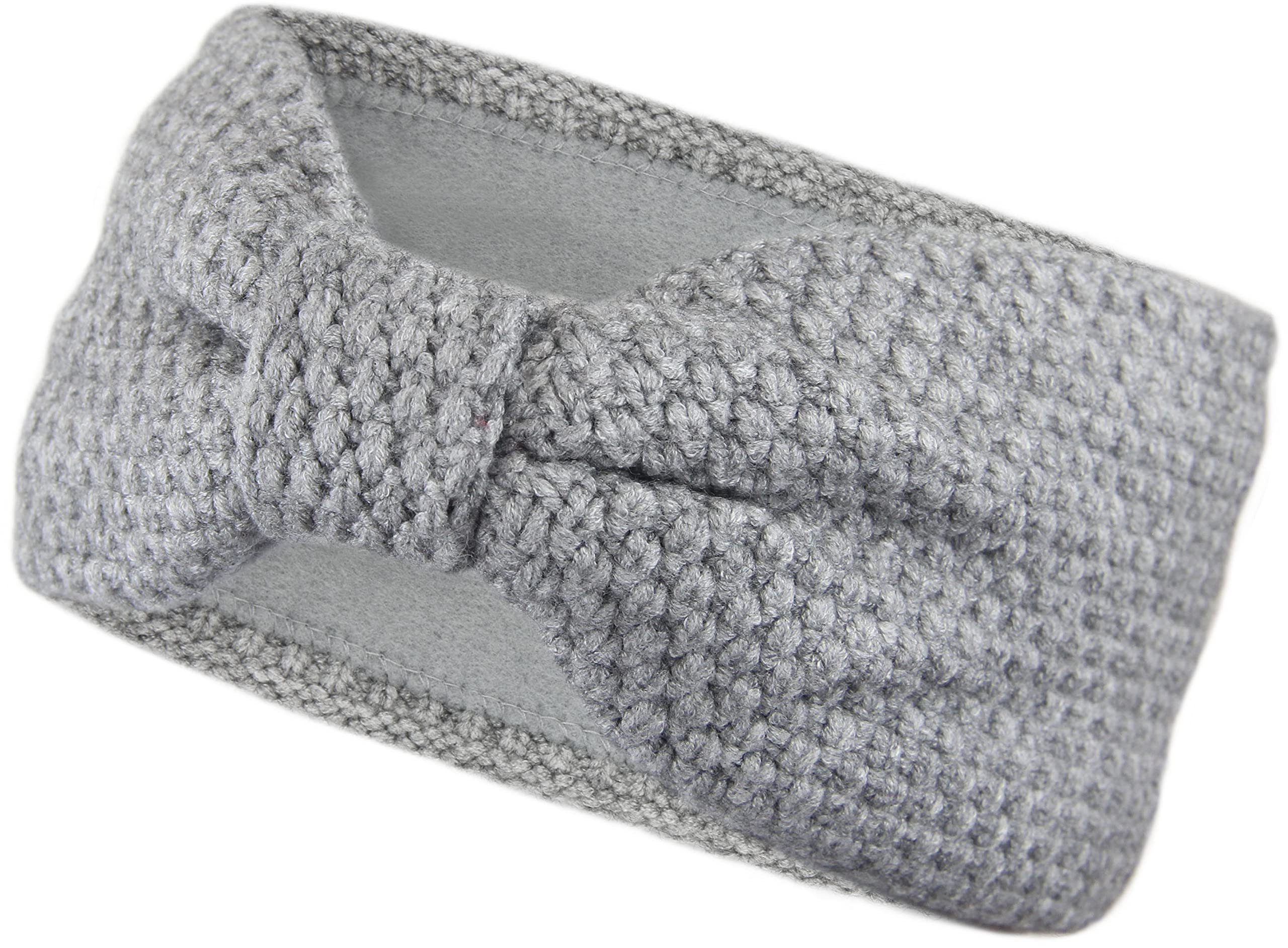 Frentree Stirnband Gefüttertes Haarband, Ohrenwärmer für Damen und Mädchen, Strickmuster mit Schleife und weichem Fleece Innenfutter